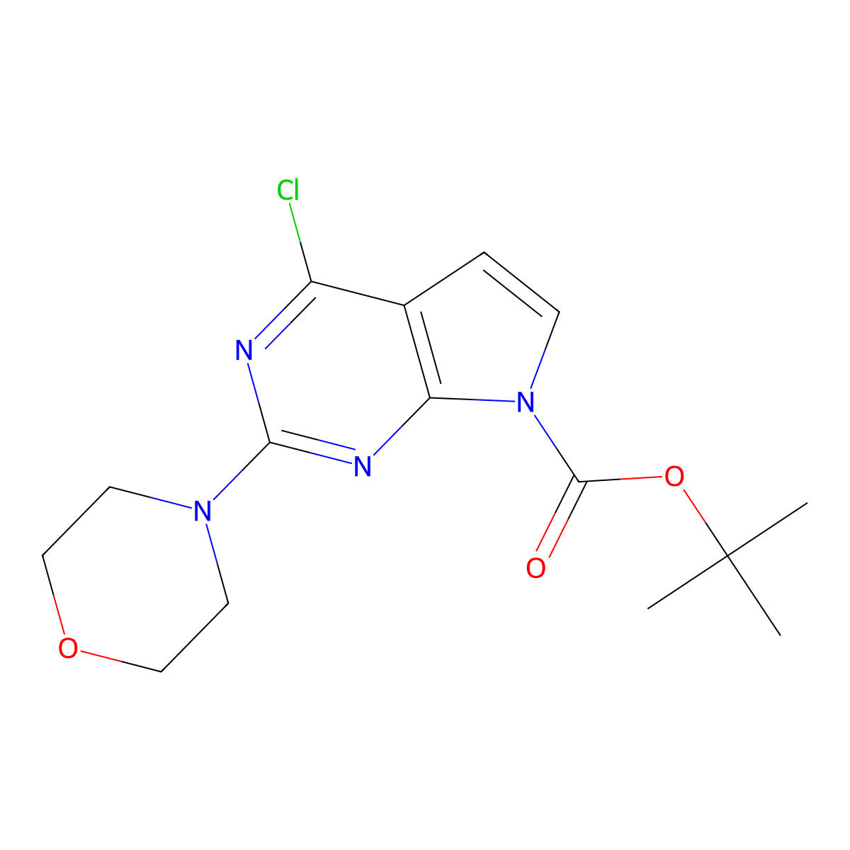 tert-Butyl 4-chloro-2-morpholino-7H-pyrrolo[2,3-d]pyrimidine-7-carboxylate molecular structure, CAS 1227958-31-7