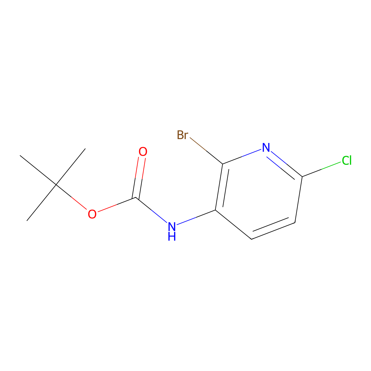 tert-Butyl (2-bromo-6-chloropyridin-3-yl)carbamate molecular structure, CAS 1227958-32-8