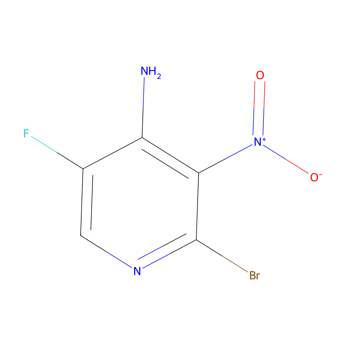 2-Bromo-5-fluoro-3-nitropyridin-4-amine molecular structure, CAS 1227958-53-3