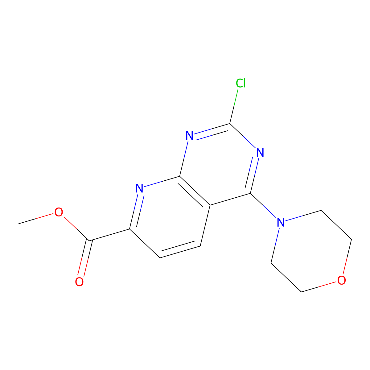 Methyl 2-chloro-4-morpholinopyrido[2,3-d]pyrimidine-7-carboxylate molecular structure, CAS 1227958-54-4