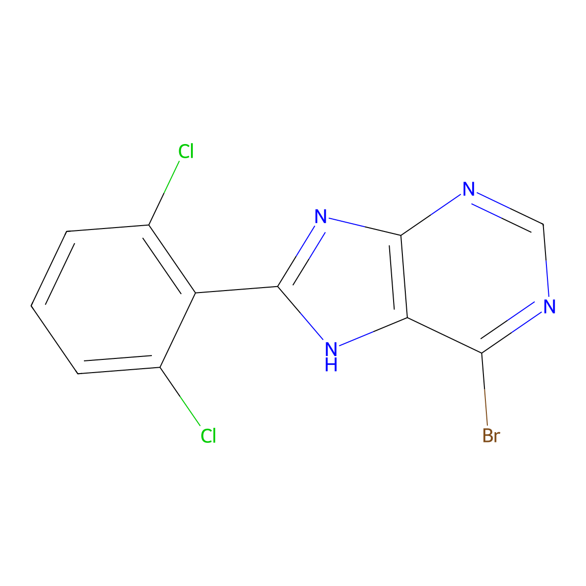 6-Bromo-8-(2,6-dichlorophenyl)-9H-purine molecular structure, CAS 1227958-56-6