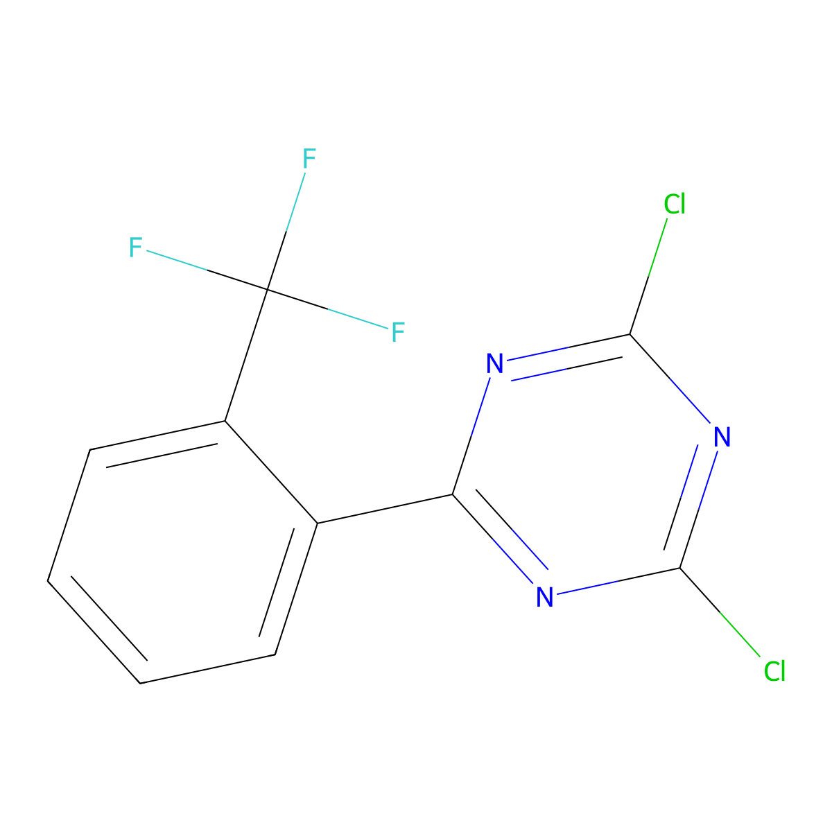 2,4-Dichloro-6-(2-trifluoromethylphenyl)-1,3,5-triazine molecular structure, CAS 1227958-73-7