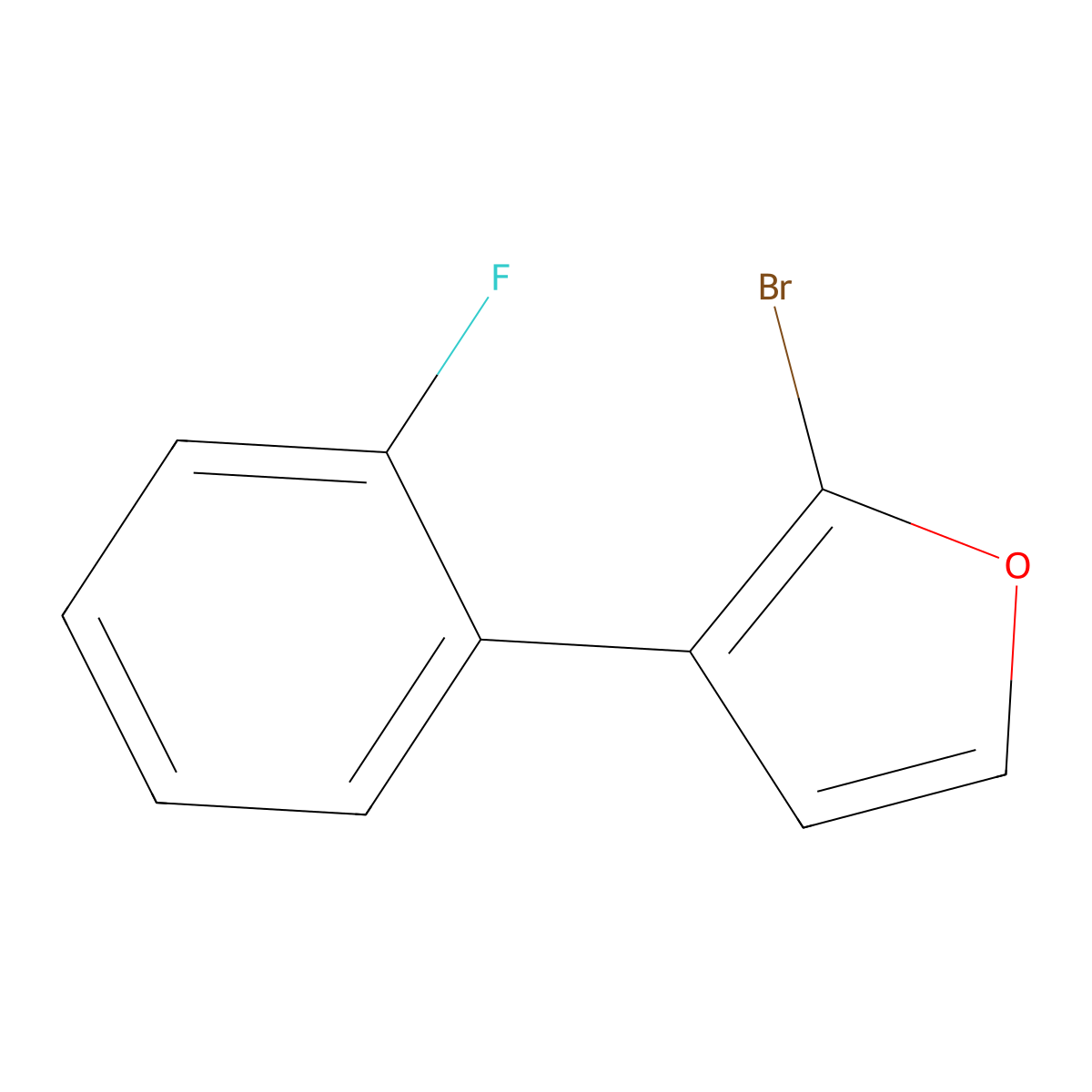 2-Bromo-3-(2-fluorophenyl)furan molecular structure, CAS 1227958-76-0