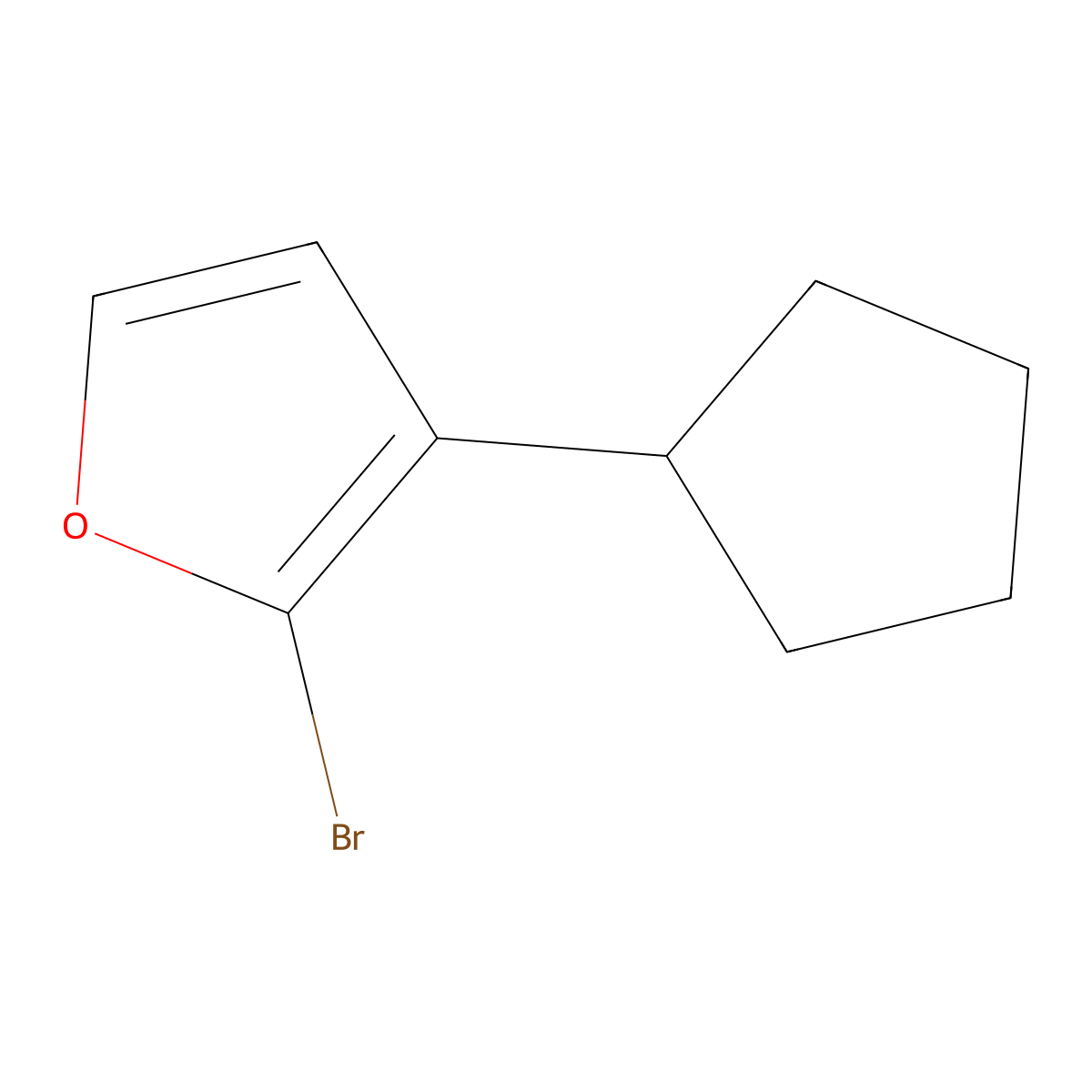 2-Bromo-3-(cyclopentyl)furan molecular structure, CAS 1227958-92-0