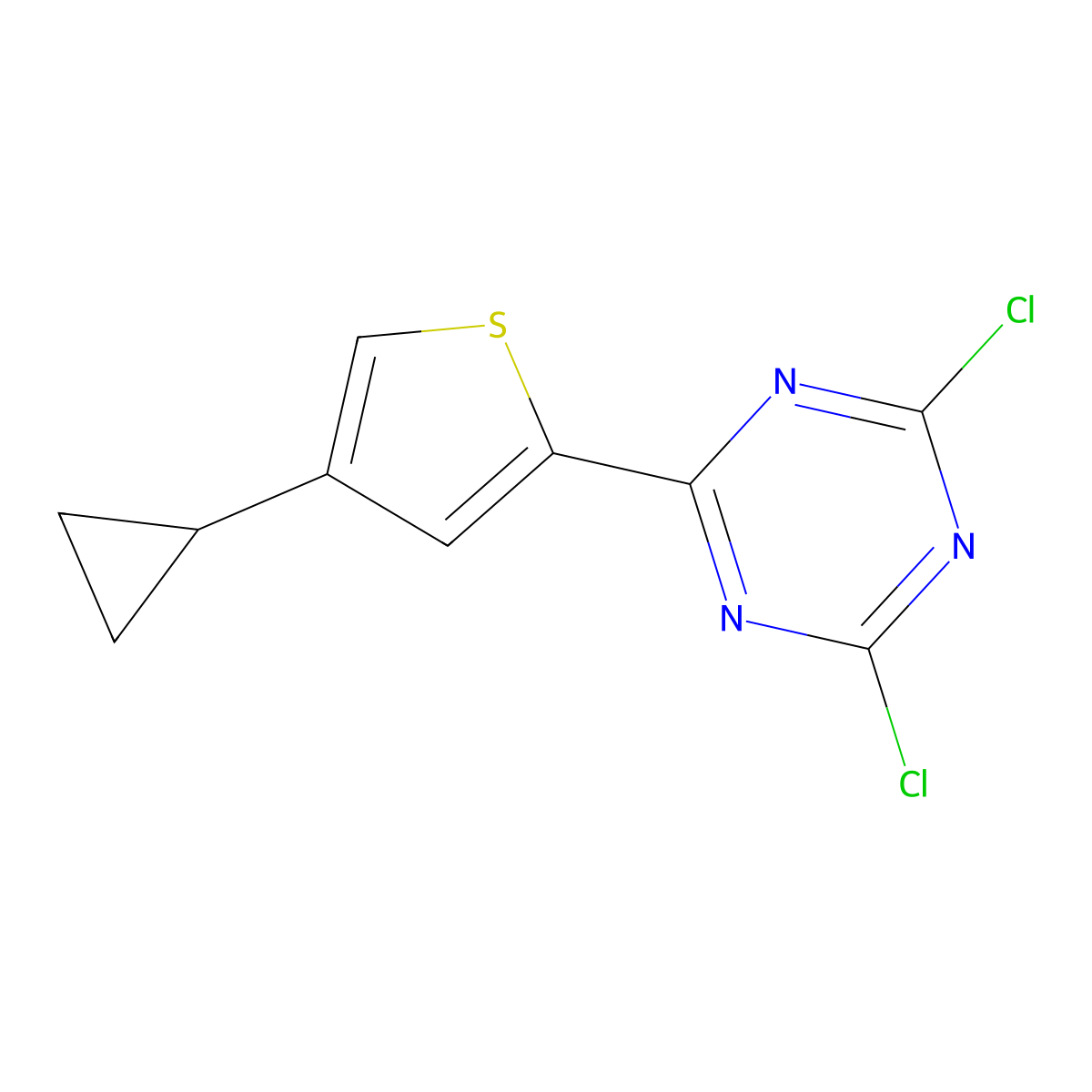 2,4-Dichloro-6-(4-cyclopropyl-2-thienyl)-1,3,5-triazine molecular structure, CAS 1227958-93-1
