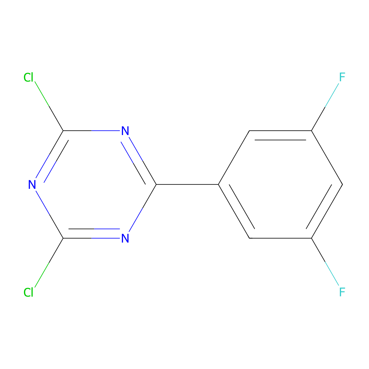 2,4-Dichloro-6-(3,5-difluorophenyl)-1,3,5-triazine molecular structure, CAS 1227958-94-2
