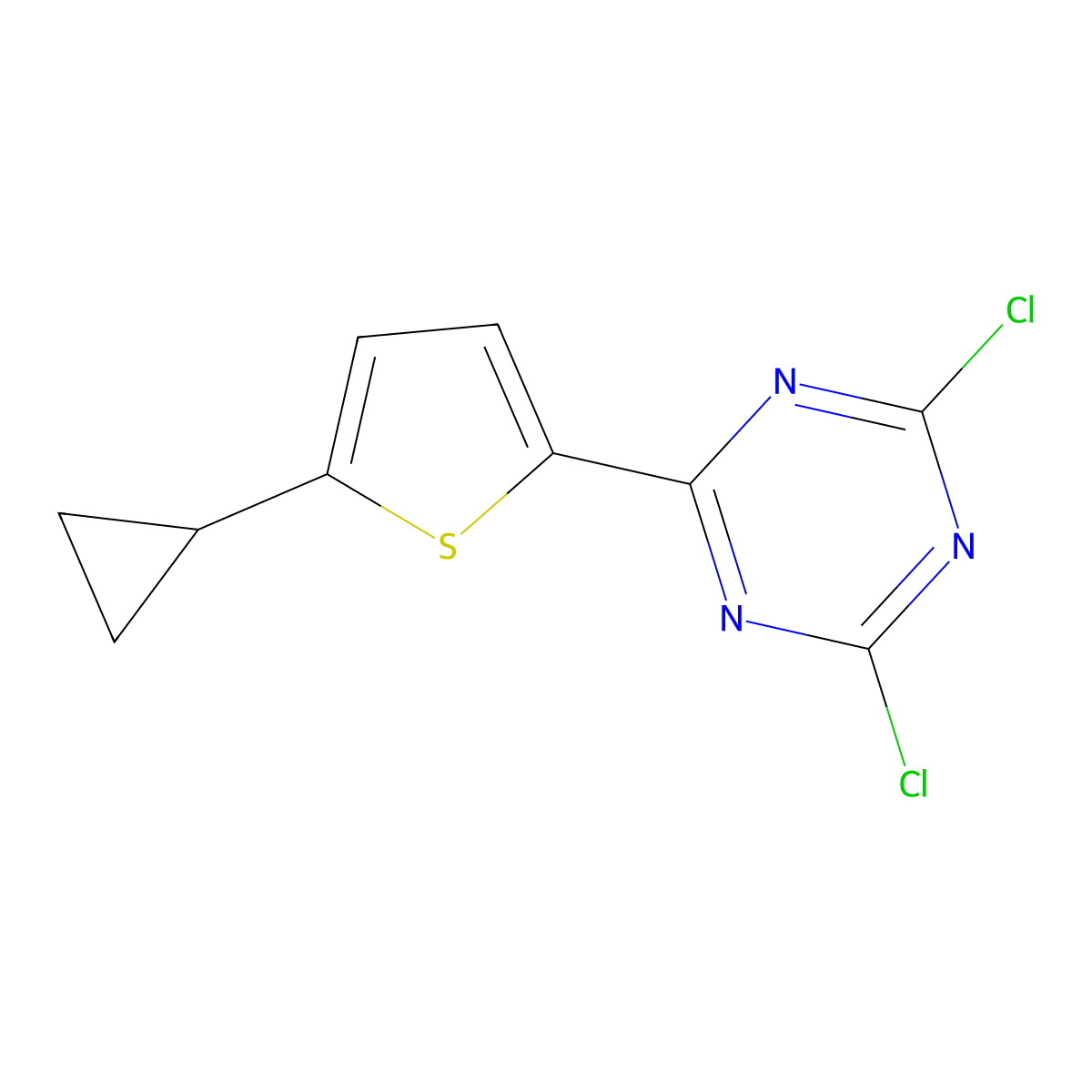 2,4-Dichloro-6-(5-cyclopropyl-2-thienyl)-1,3,5-triazine molecular structure, CAS 1227959-17-2
