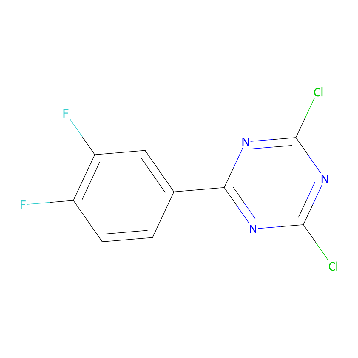 2,4-Dichloro-6-(3,4-difluorophenyl)-1,3,5-triazine molecular structure, CAS 1227959-18-3