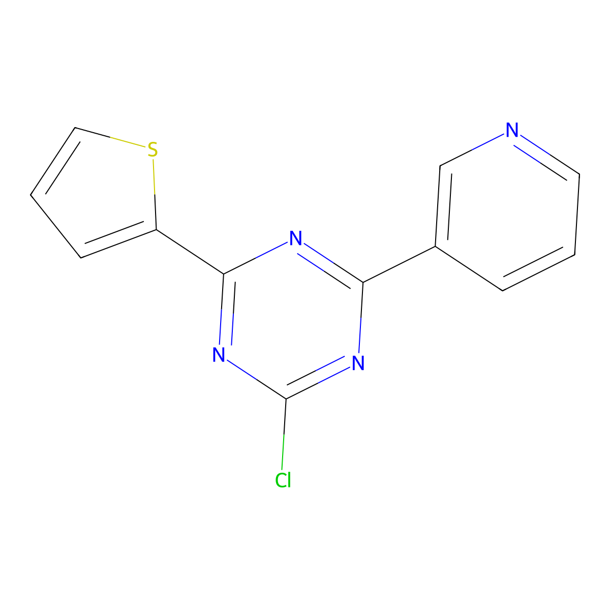2-Chloro-4-(3-pyridyl)-6-(2-thienyl)-1,3,5-triazine molecular structure, CAS 1227959-26-3