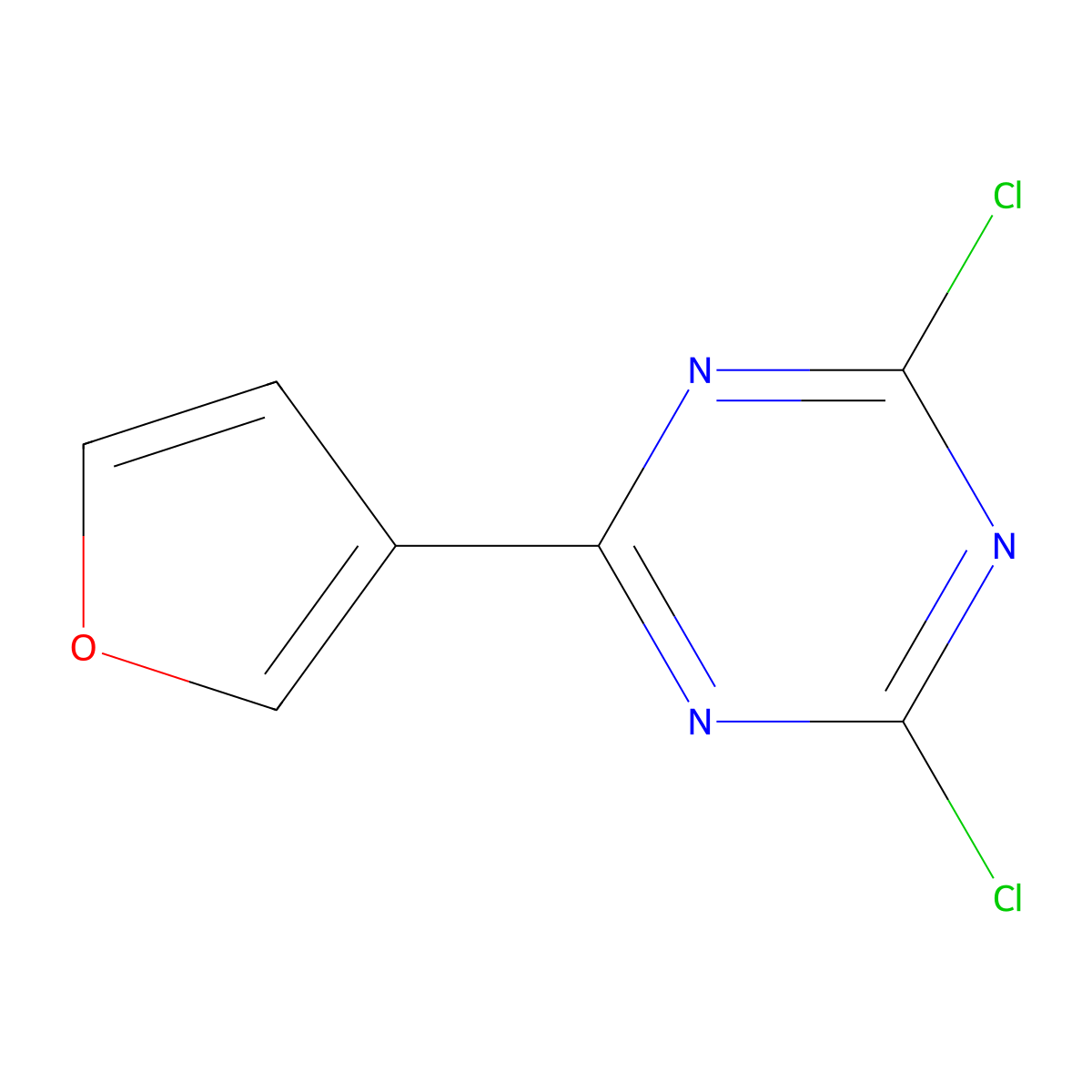 2,4-Dichloro-6-(3-furyl)-1,3,5-triazine molecular structure, CAS 1227959-28-5