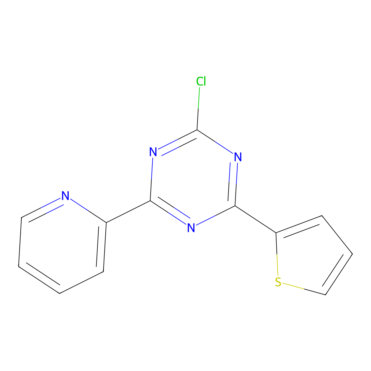 2-Chloro-4-(2-pyridyl)-6-(2-thienyl)-1,3,5-triazine molecular structure, CAS 1227960-22-6