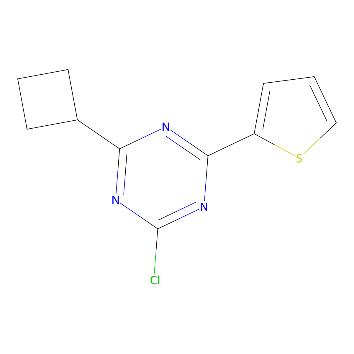 2-Chloro-4-(cyclobutyl)-6-(2-thienyl)-1,3,5-triazine molecular structure, CAS 1227960-24-8