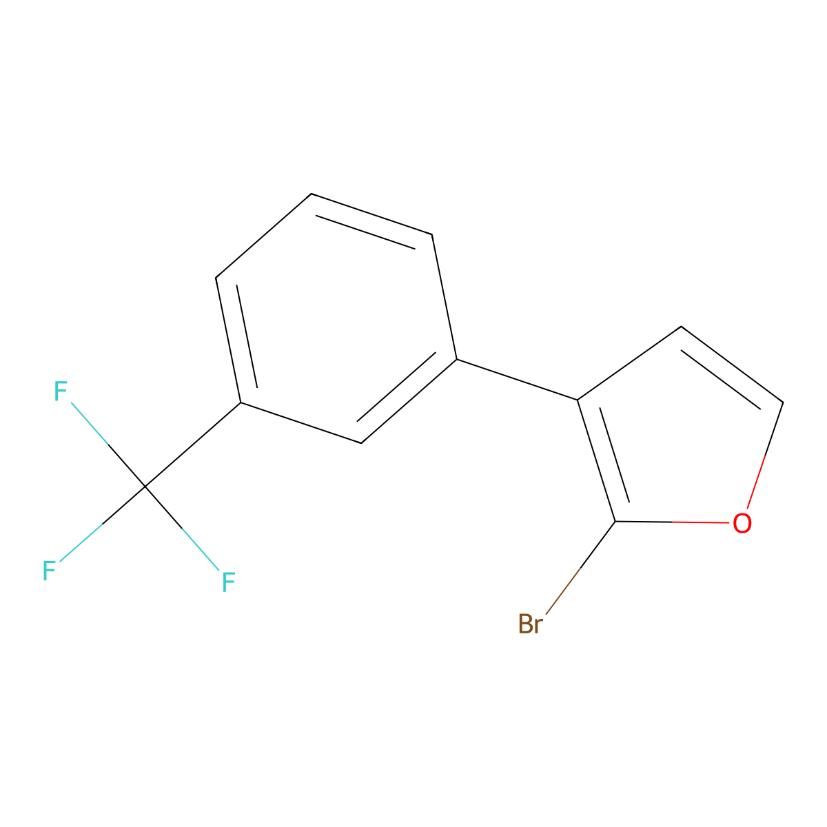 2-Bromo-3-(3-trifluoromethylphenyl)furan molecular structure, CAS 1227960-25-9