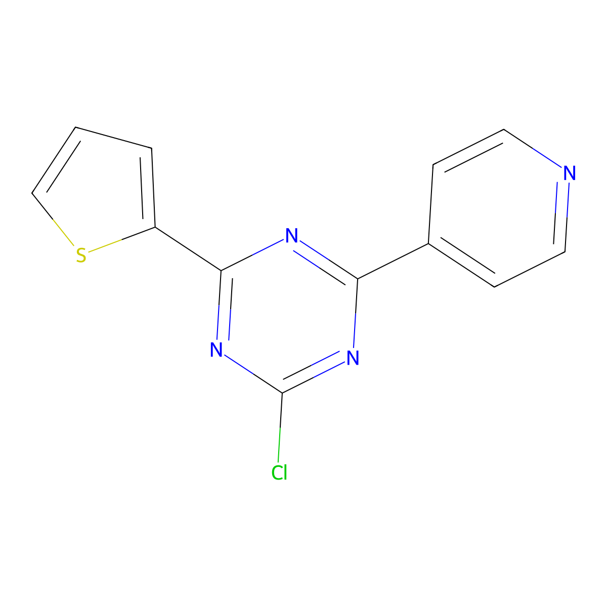 2-Chloro-4-(4-pyridyl)-6-(2-thienyl)-1,3,5-triazine molecular structure, CAS 1227960-31-7