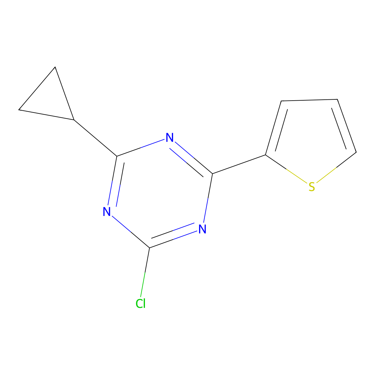 2-Chloro-4-(cyclopropyl)-6-(2-thienyl)-1,3,5-triazine molecular structure, CAS 1227960-33-9