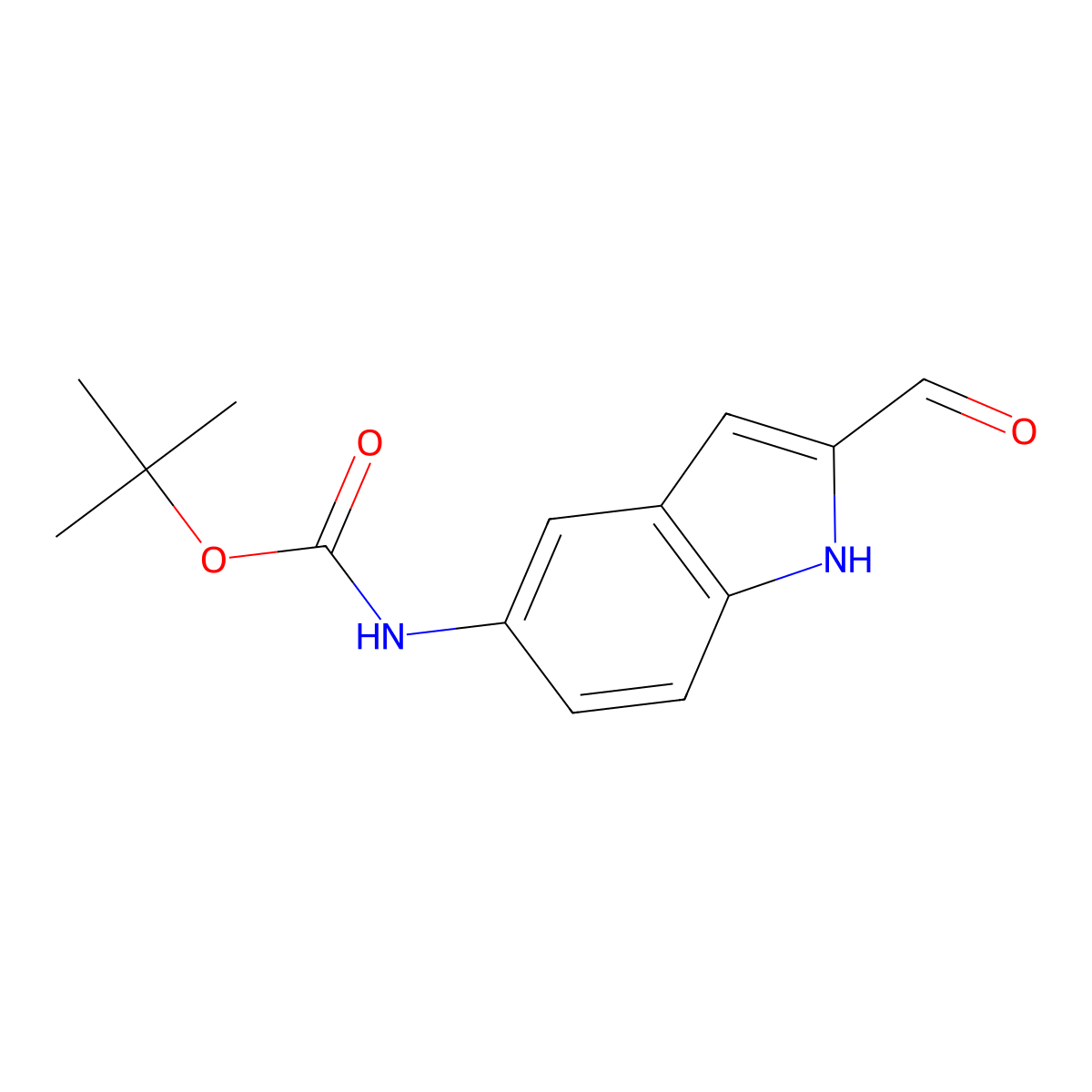 tert-butylN-(2-formyl-1H-indol-5-yl)carbamate molecular structure, CAS 1227962-50-6