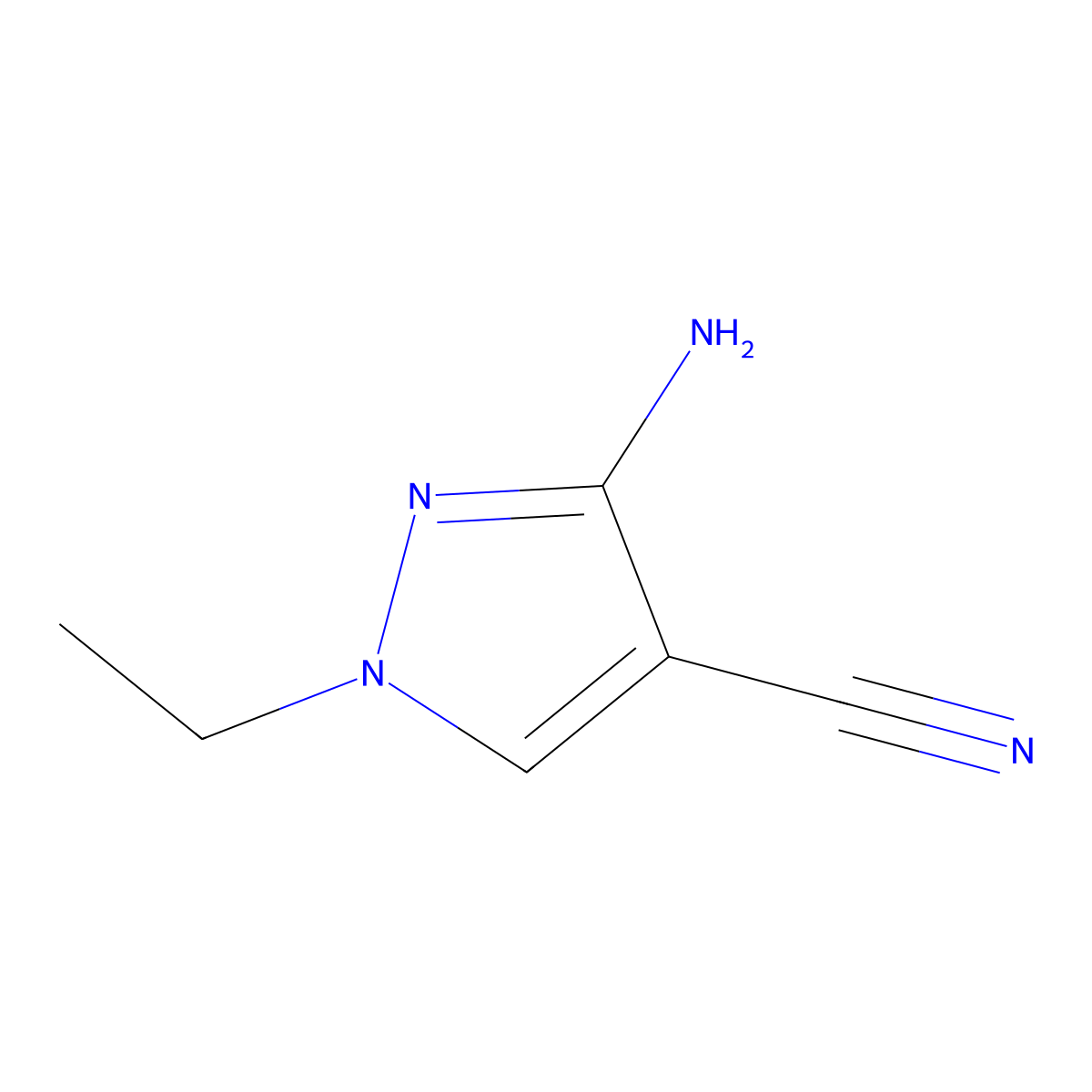 3-amino-1-ethyl-1H-pyrazole-4-carbonitrile molecular structure, CAS 122799-95-5