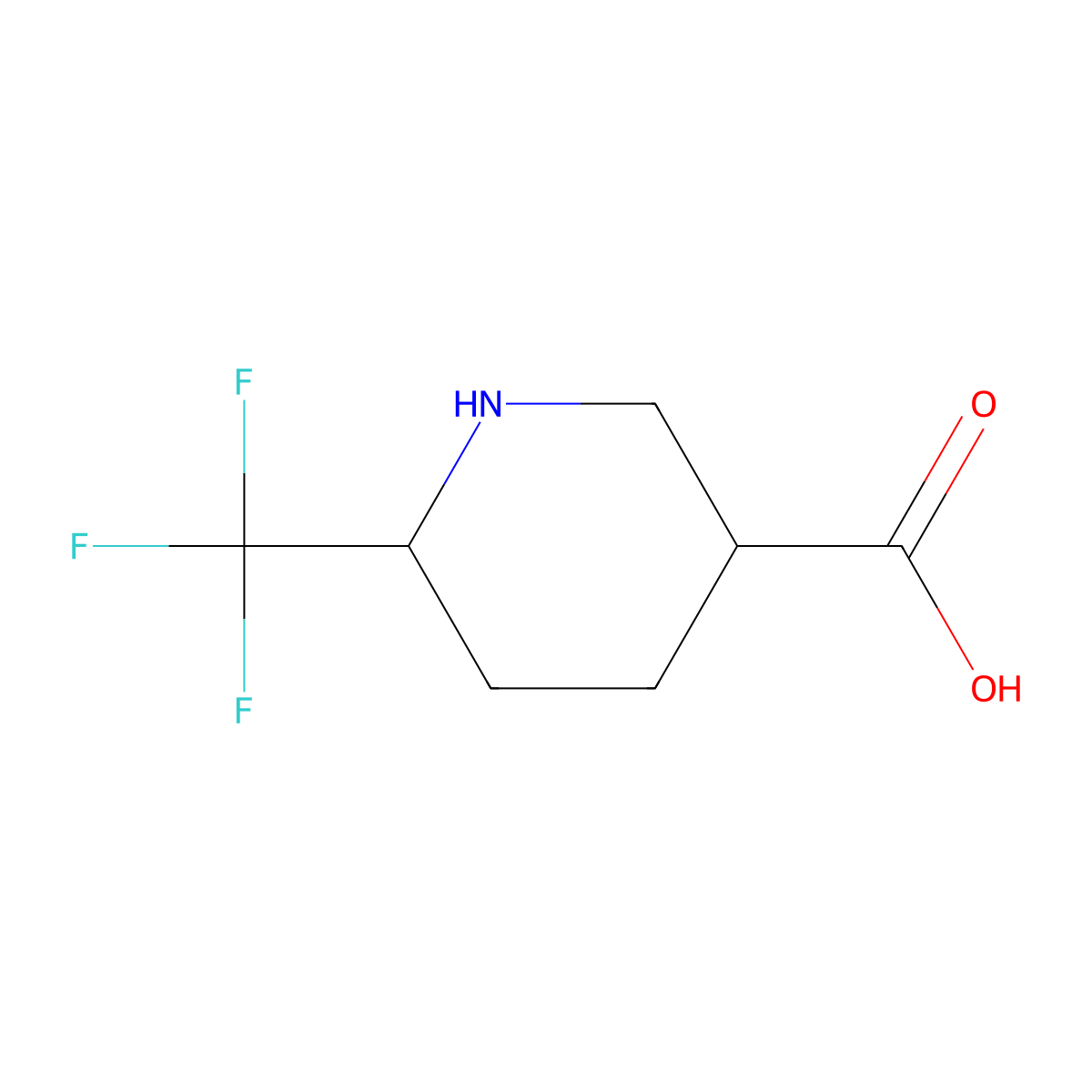 Rel-(3R,6R)-6-(trifluoromethyl)piperidine-3-carboxylic acid molecular structure, CAS 1227999-80-5