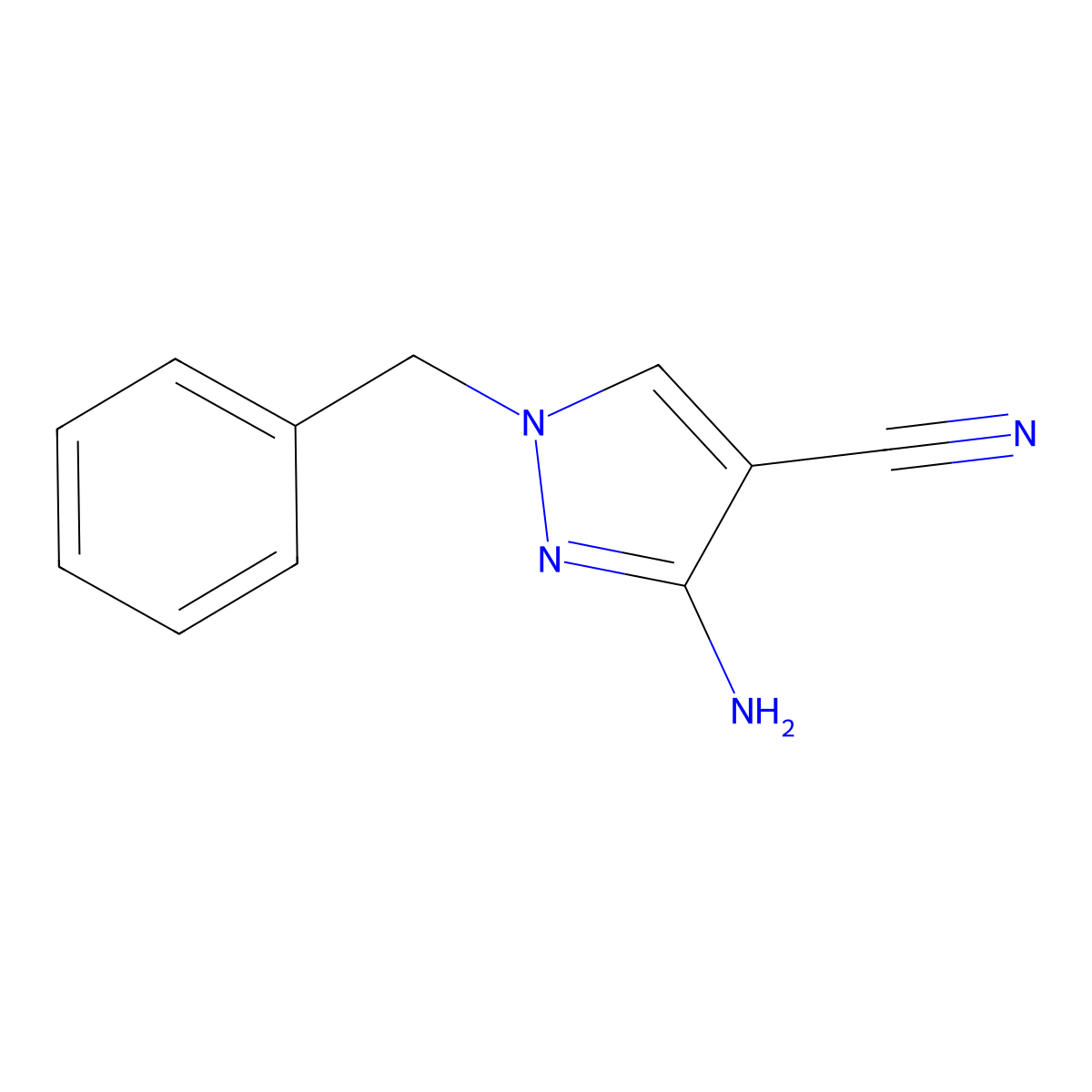 3-Amino-1-benzyl-1H-pyrazole-4-carbonitrile molecular structure, CAS 122800-01-5