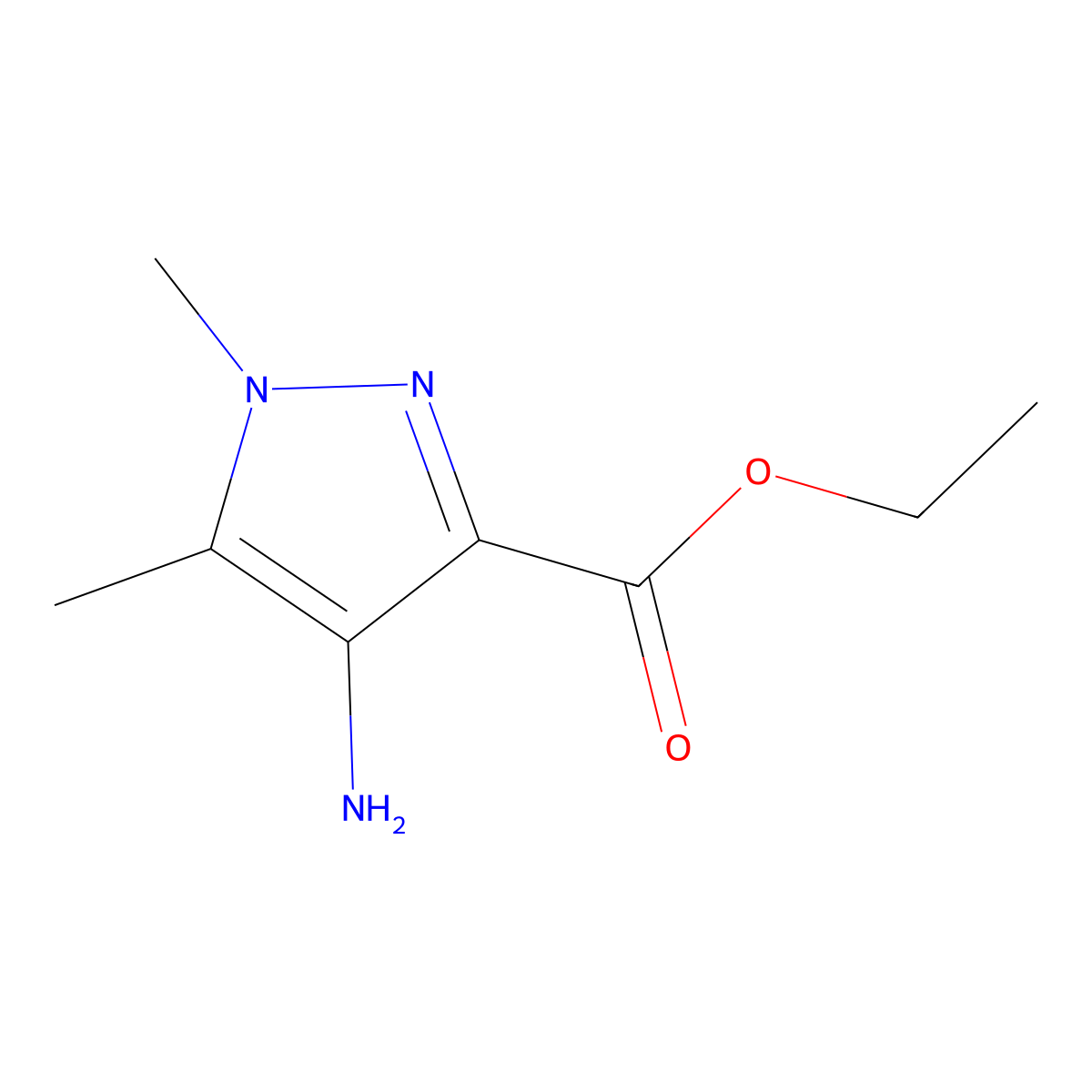ethyl 4-amino-1,5-dimethyl-1H-pyrazole-3-carboxylate molecular structure, CAS 122800-18-4