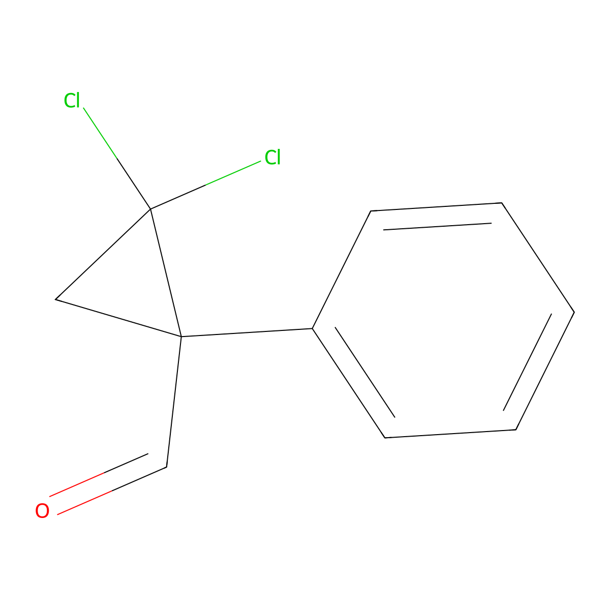 2,2-Dichloro-1-phenyl-cyclopropanecarbaldehyde molecular structure, CAS 122801-51-8