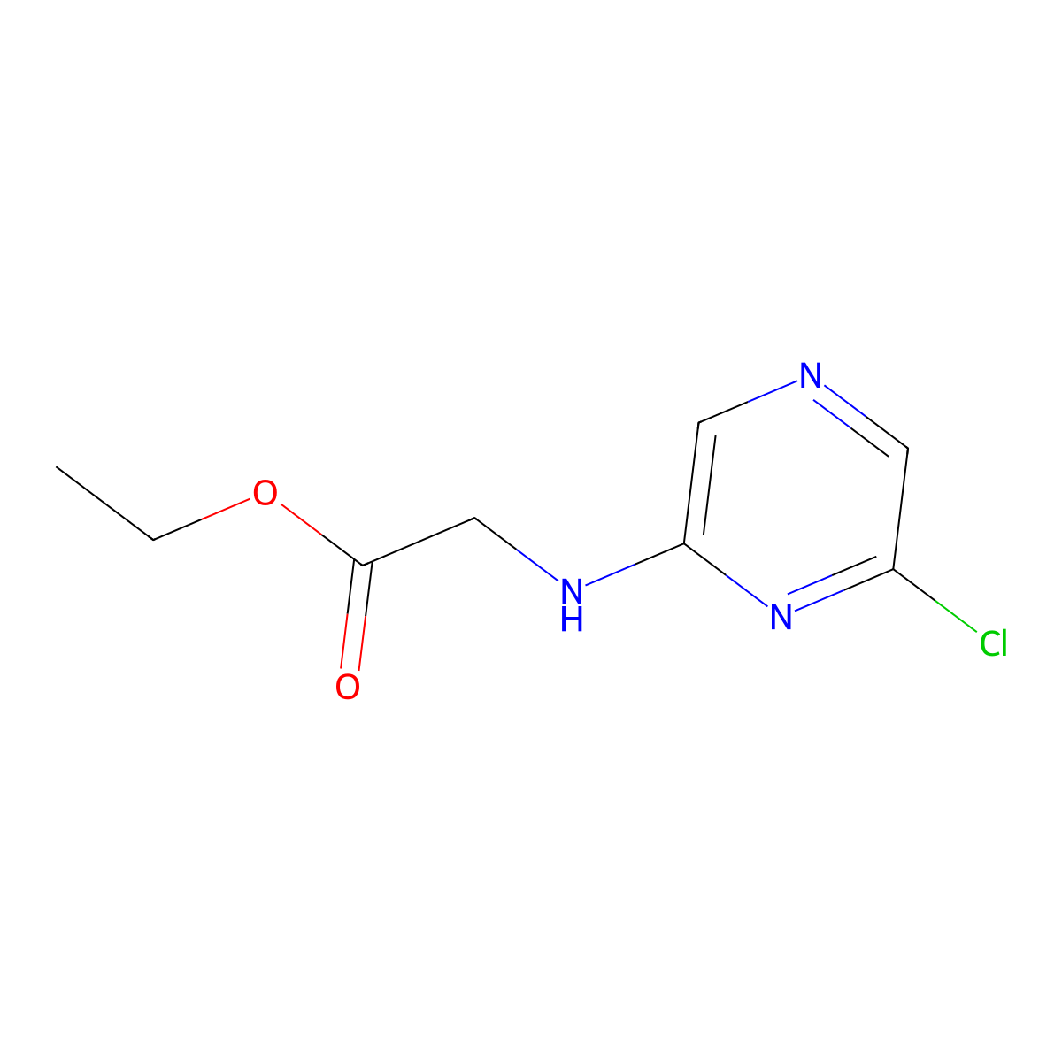 Ethyl 2-(6-chloropyrazin-2-ylamino)acetate molecular structure, CAS 1228013-59-9