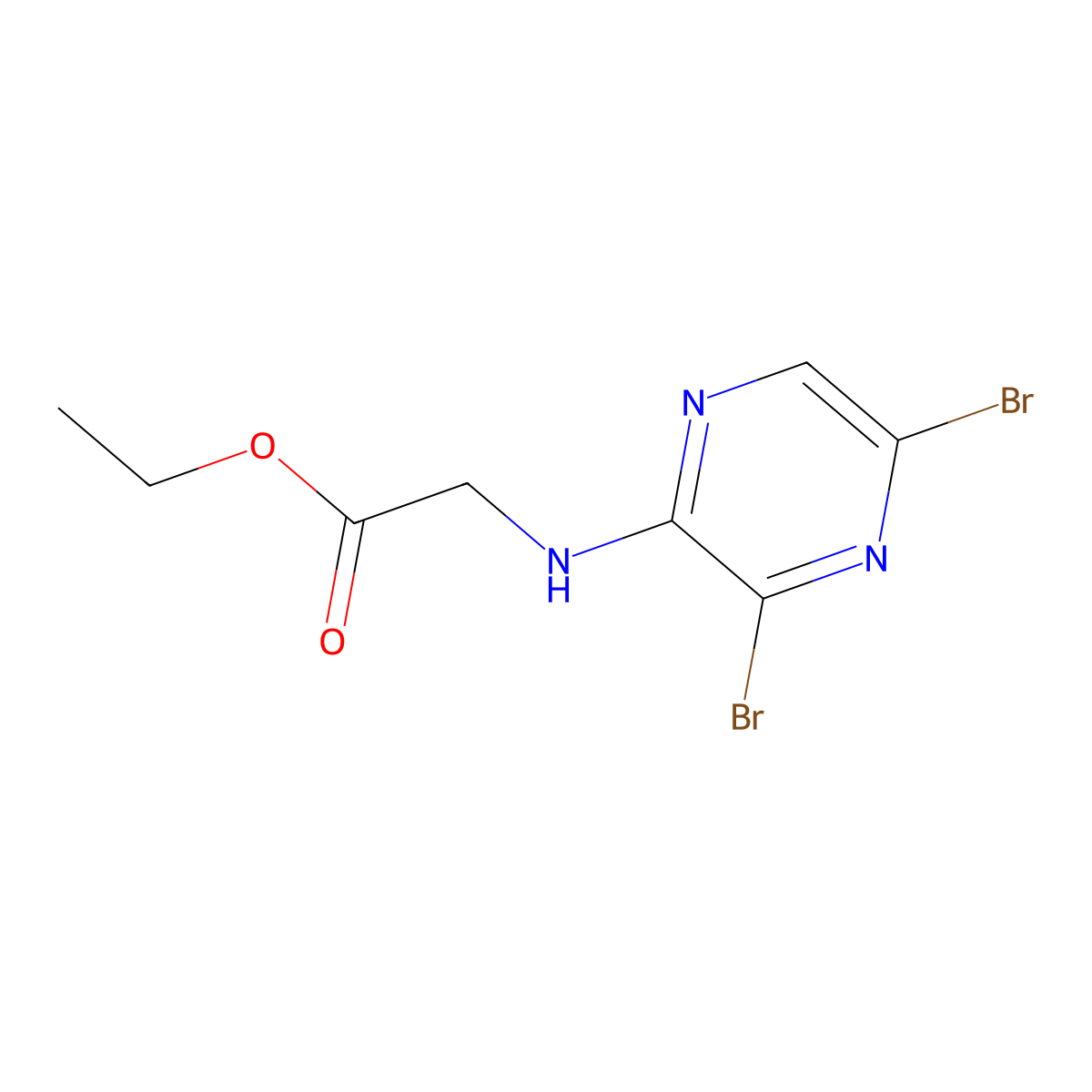 Ethyl 2-(3,5-dibromopyrazin-2-ylamino)acetate molecular structure, CAS 1228013-60-2