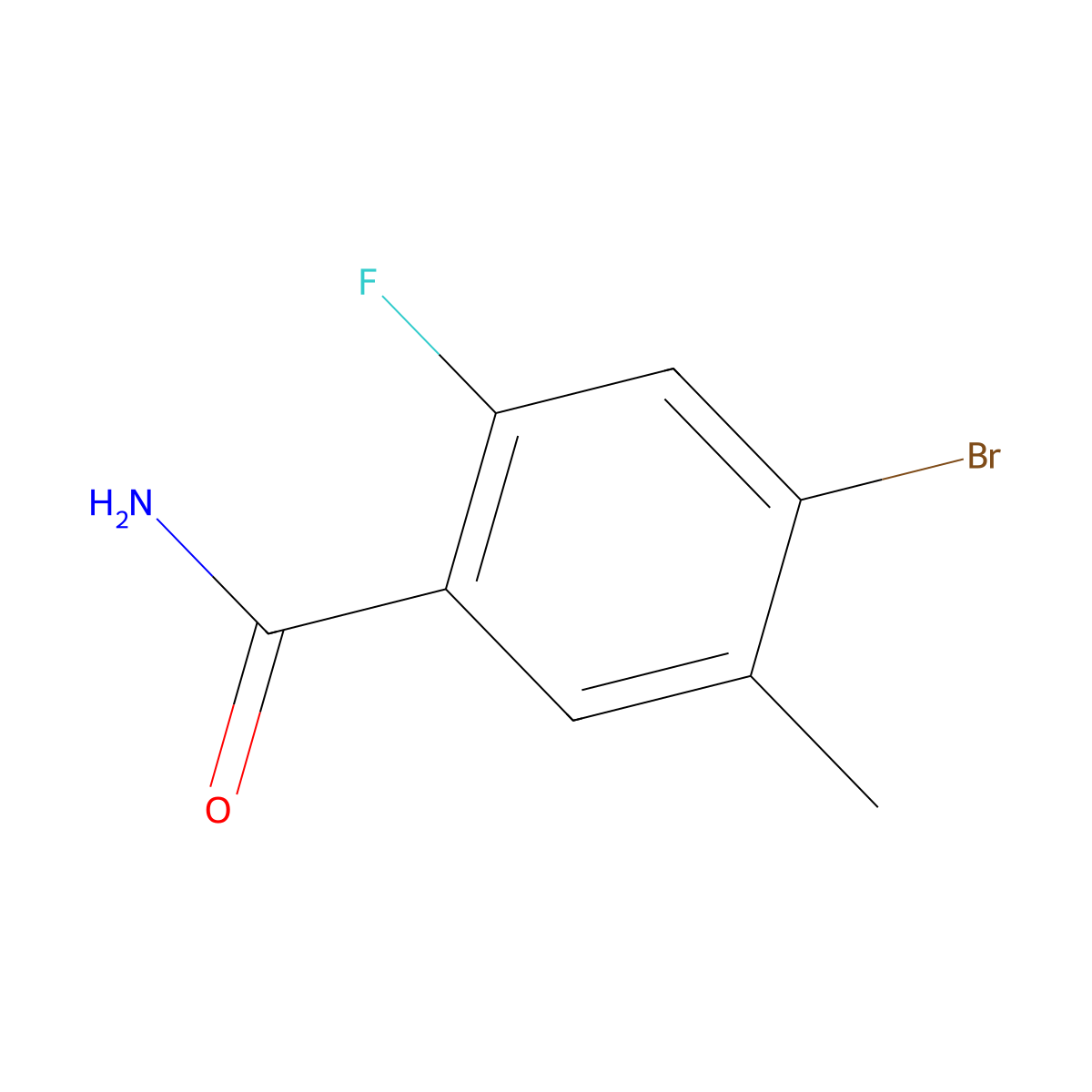 4-Bromo-2-fluoro-5-methylbenzamide molecular structure, CAS 1228013-98-6