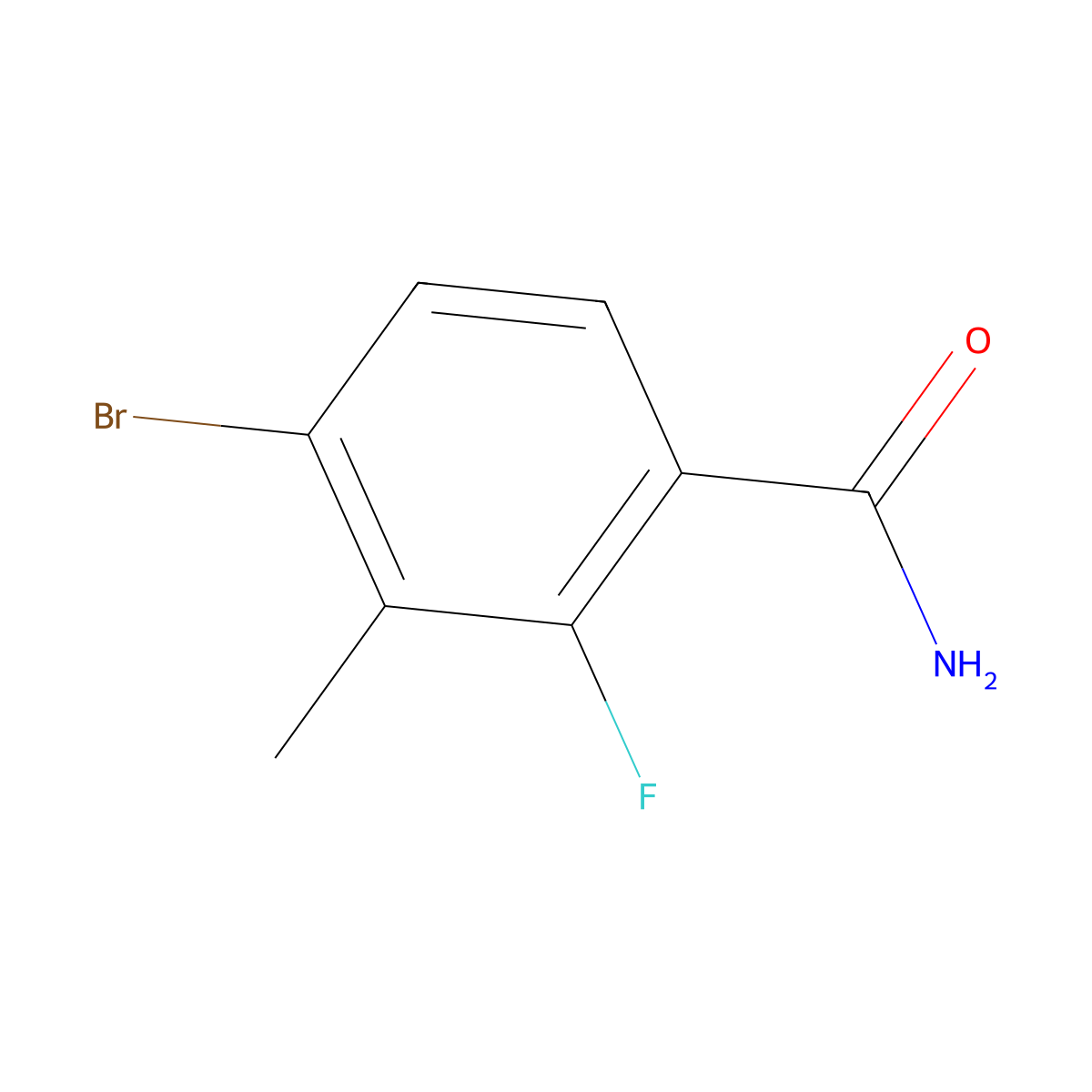 4-Bromo-2-fluoro-3-methylbenzamide molecular structure, CAS 1228014-43-4