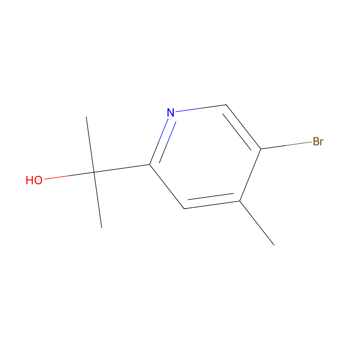 2-(5-Bromo-4-methylpyridin-2-yl)propan-2-ol molecular structure, CAS 1228014-47-8