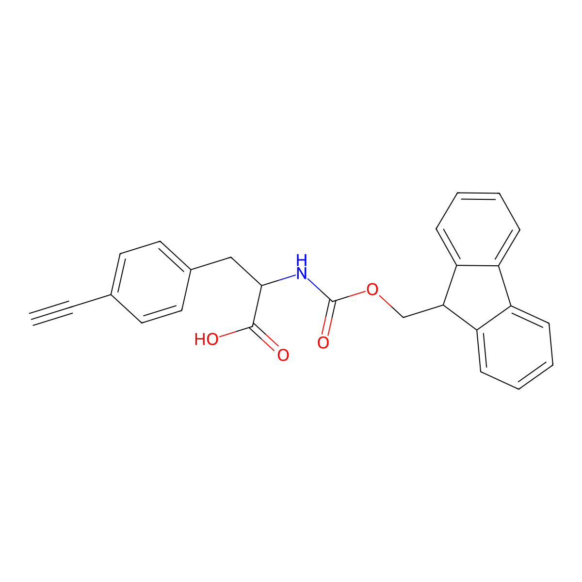 (2S)-3-(4-ethynylphenyl)-2-((((9H-fluoren-9-yl)methoxy)carbonyl)amino)propanoic acid molecular structure, CAS 1228049-41-9