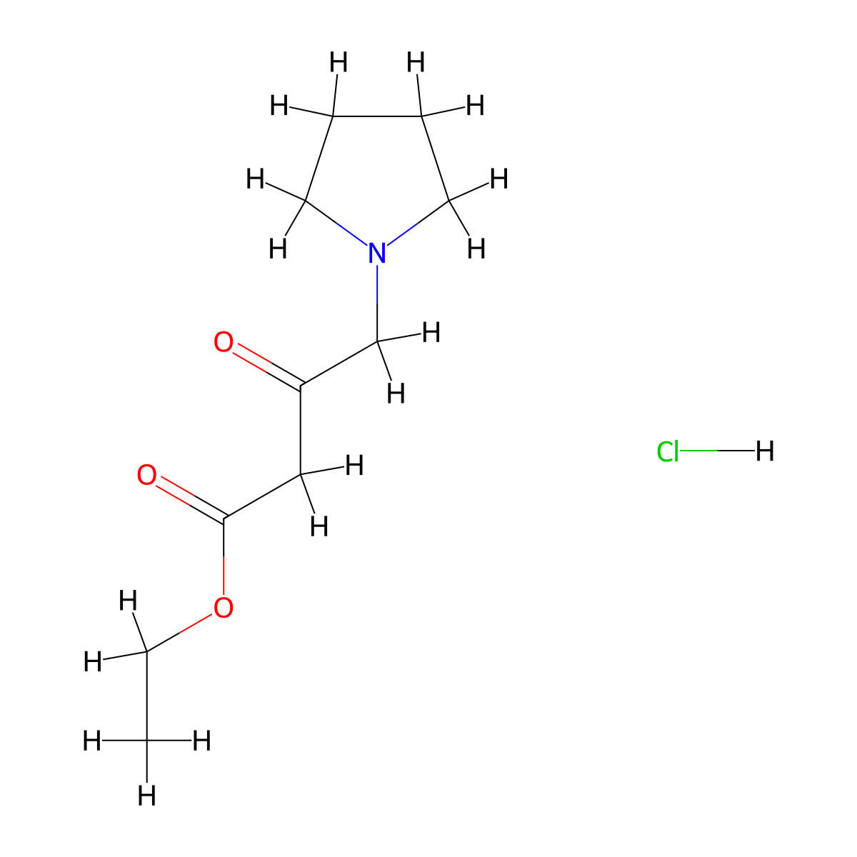 Ethyl 3-oxo-4-(pyrrolidin-1-yl)butanoate hydrochloride molecular structure, CAS 1228070-76-5