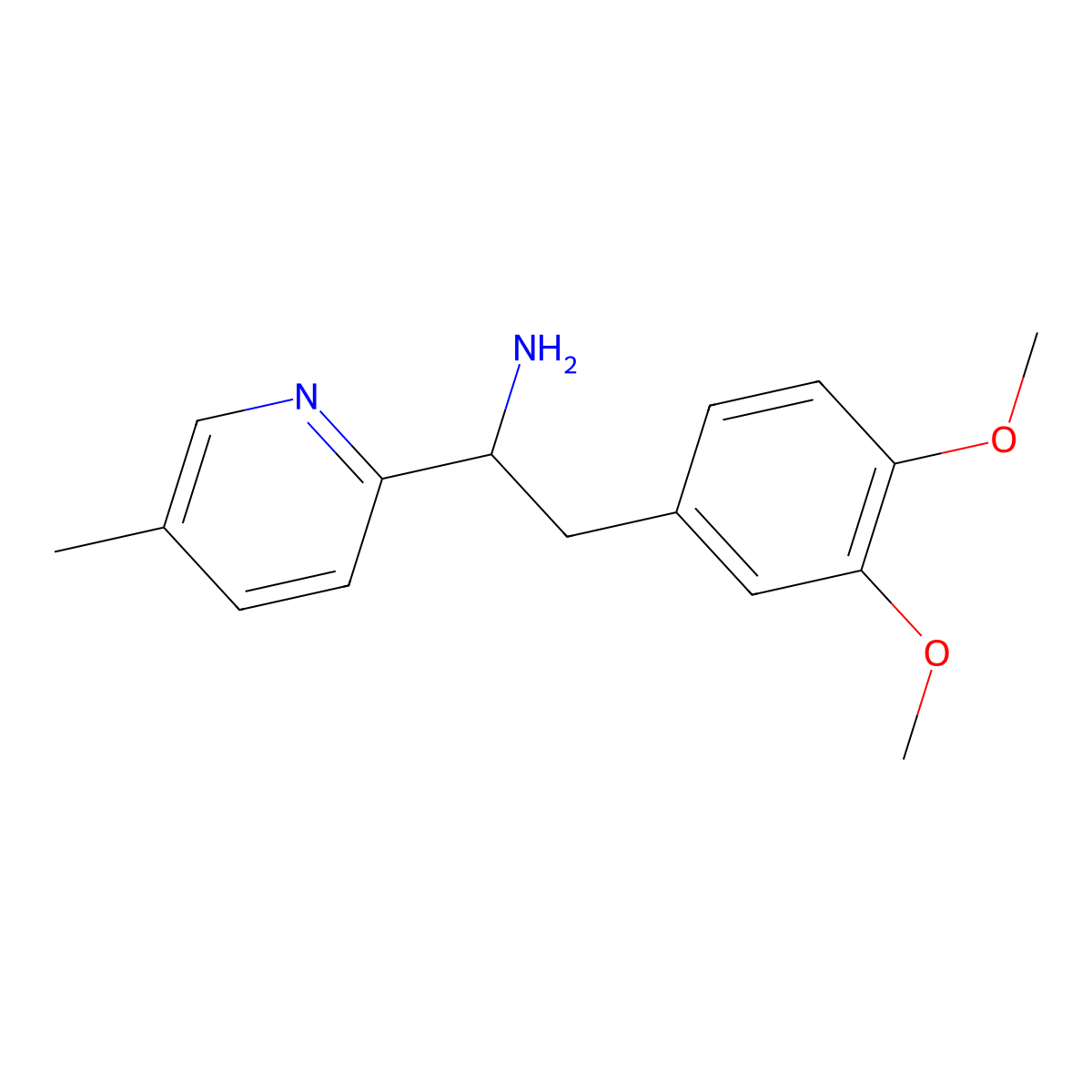 2-(3,4-Dimethoxyphenyl)-1-(5-methylpyridin-2-yl)ethanamine molecular structure, CAS 1228070-77-6