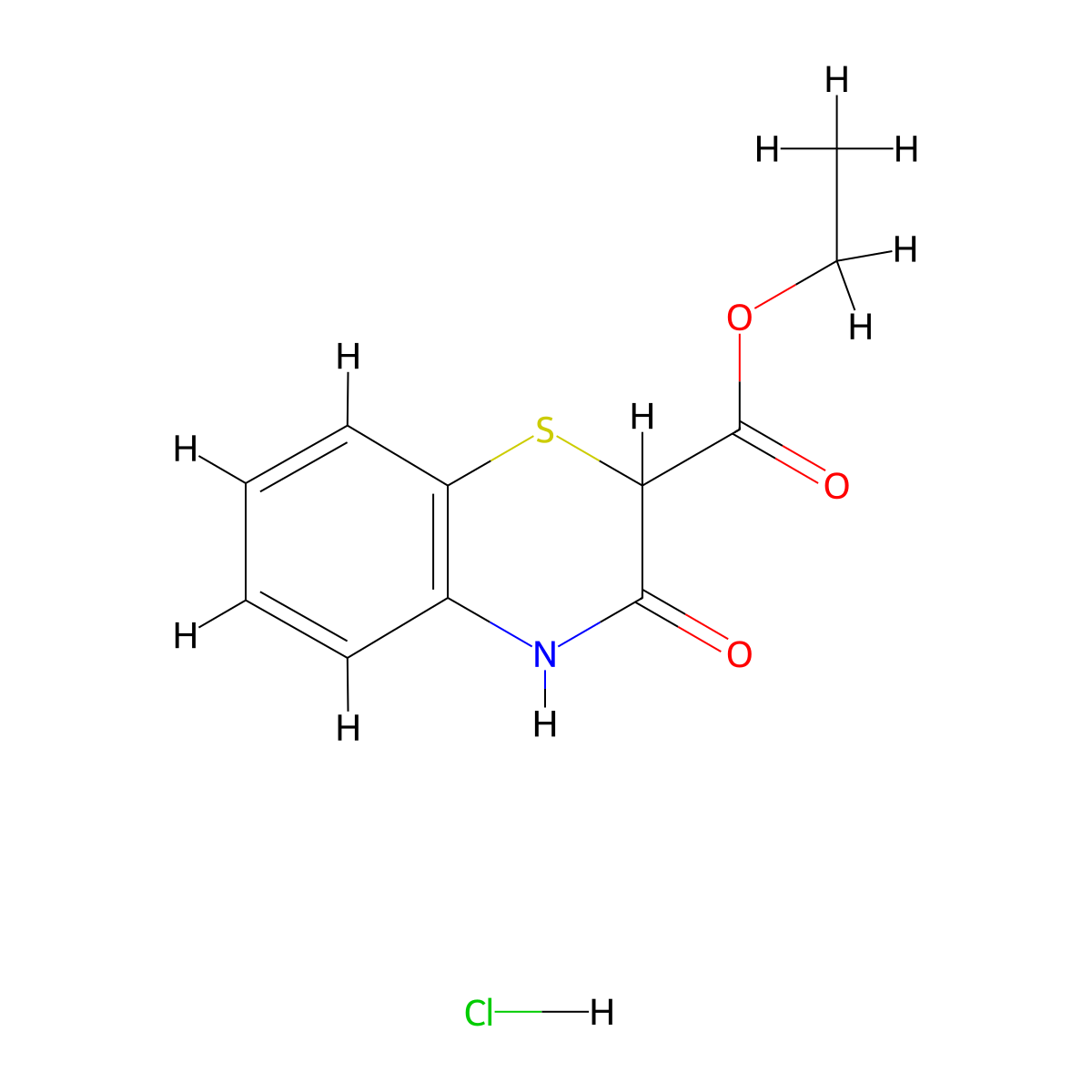 3-Oxo-3,4-dihydro-2H-benzo[1,4]thiazine-2-carboxylic acid ethyl ester hydrochloride molecular structure, CAS 1228070-79-8