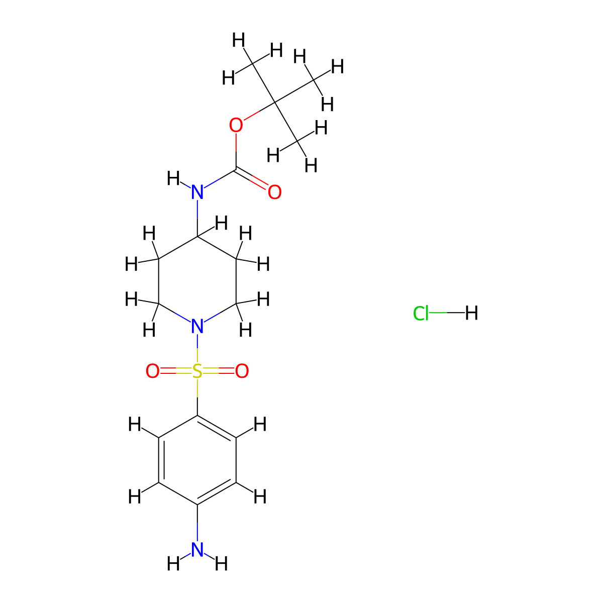[1-(4-Amino-benzenesulfonyl)-piperidin-4-yl]-carbamic acid tert-butyl ester hydrochloride molecular structure, CAS 1228070-81-2