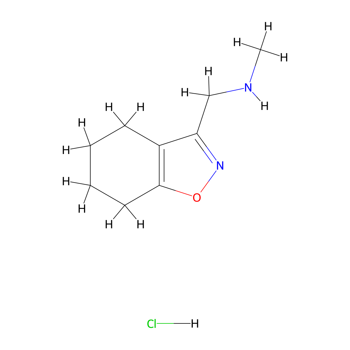N-Methyl-1-(4,5,6,7-tetrahydro-1,2-benzisoxazol-3-YL)methanamine hydrochloride molecular structure, CAS 1228070-87-8