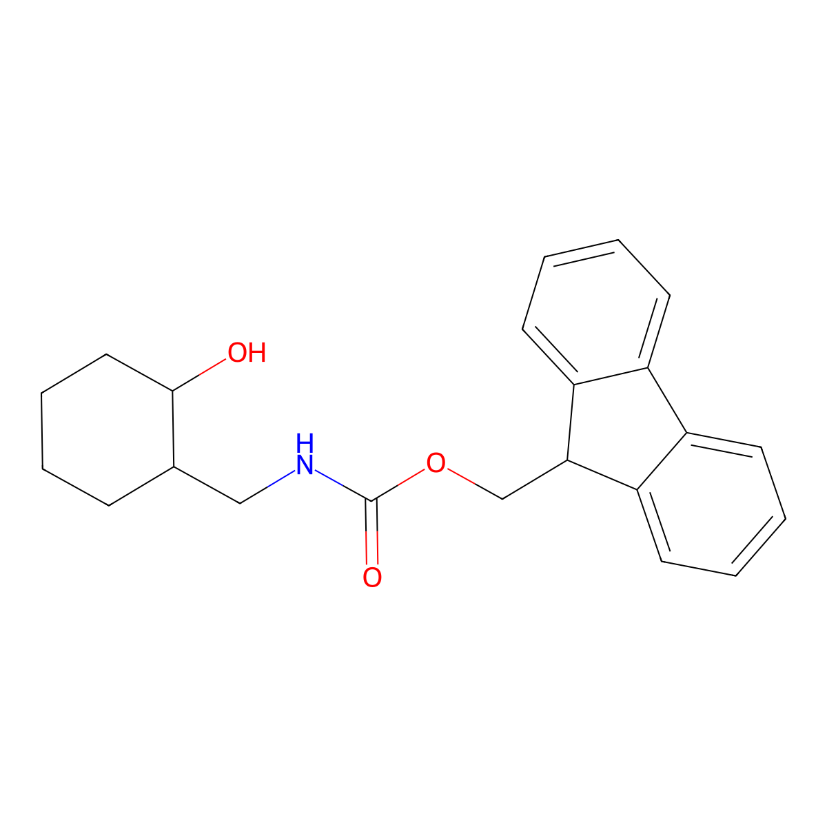 (9H-Fluoren-9-yl)methyl (((1S,2R)-2-hydroxycyclohexyl)methyl)carbamate molecular structure, CAS 1228077-92-6