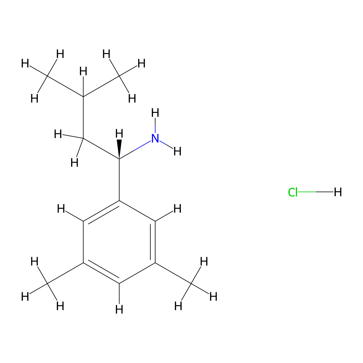 (S)-1-(3,5-Dimethylphenyl)-3-methylbutan-1-amine hydrochloride molecular structure, CAS 1228093-32-0