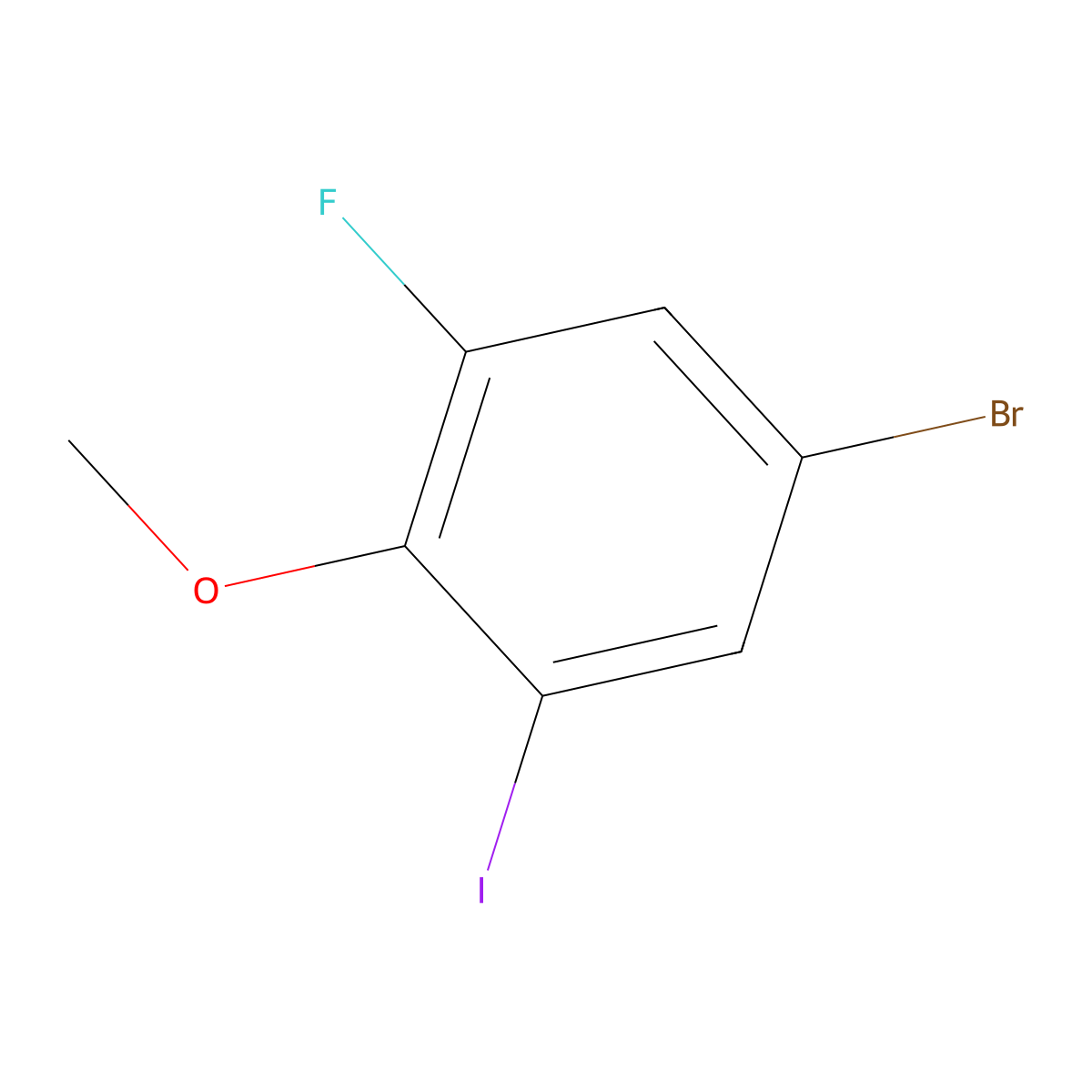 5-Bromo-1-fluoro-3-iodo-2-methoxy-benzene molecular structure, CAS 1228093-58-0