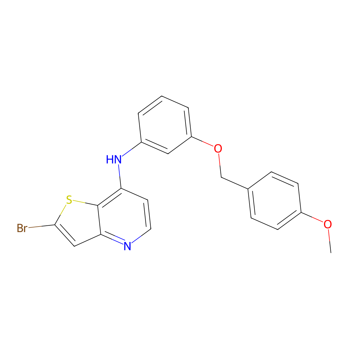 2-bromo-N-{3-[(4-methoxyphenyl)methoxy]phenyl}thieno[3,2-b]pyridin-7-amine molecular structure, CAS 1228102-89-3