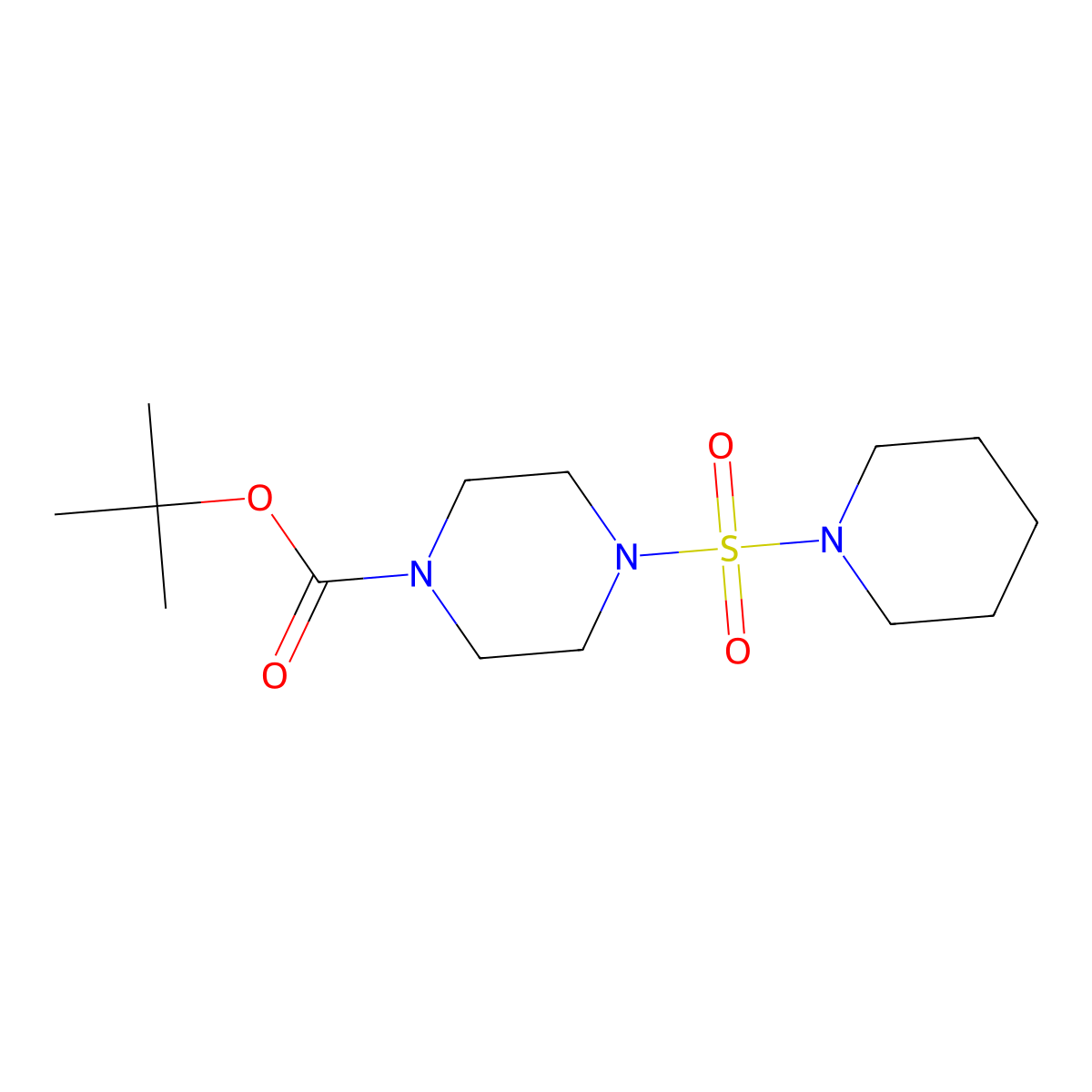 Tert-butyl 4-(piperidine-1-sulfonyl)piperazine-1-carboxylate molecular structure, CAS 1228106-16-8