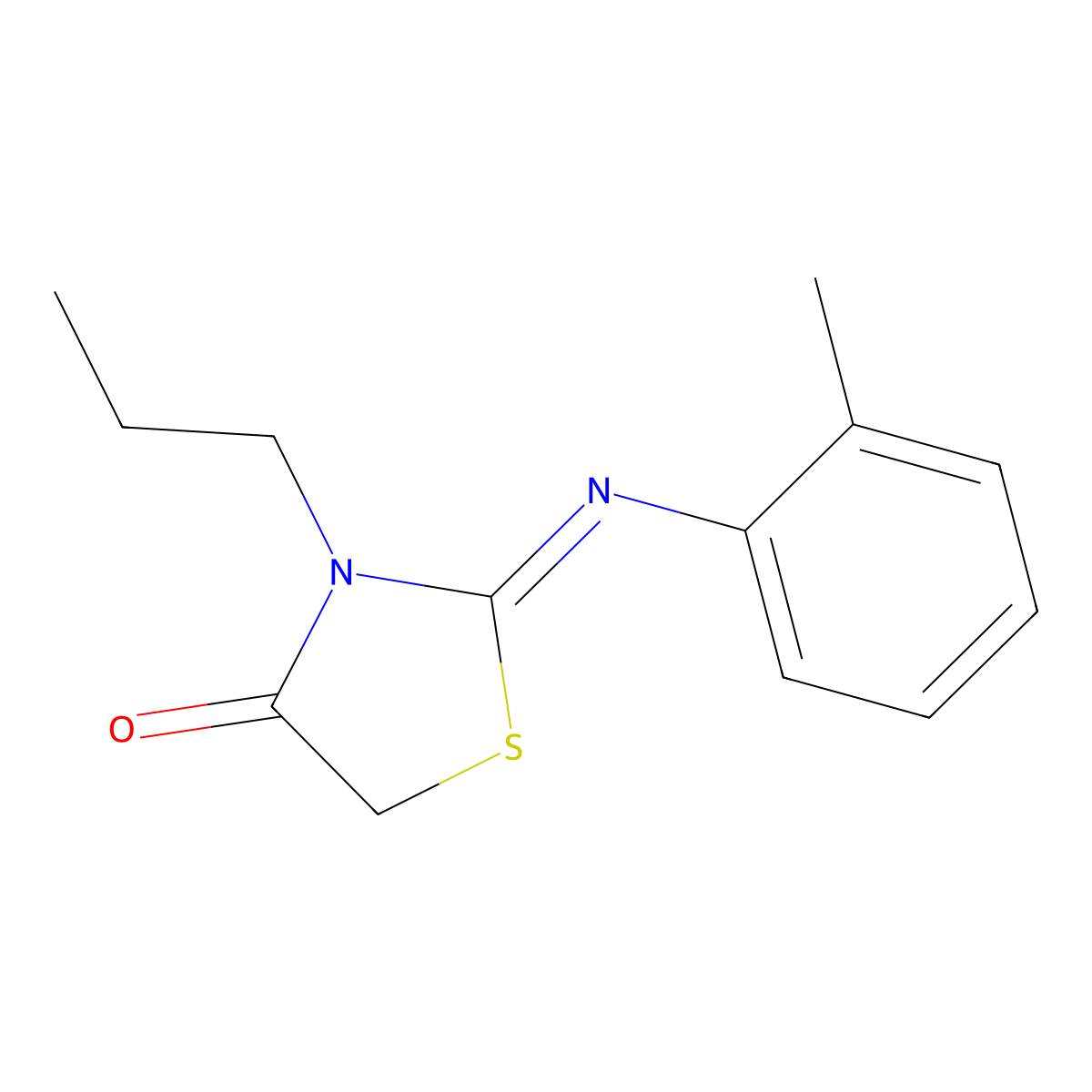 (Z)-3-propyl-2-(o-tolylimino)thiazolidin-4-one molecular structure, CAS 1228116-62-8