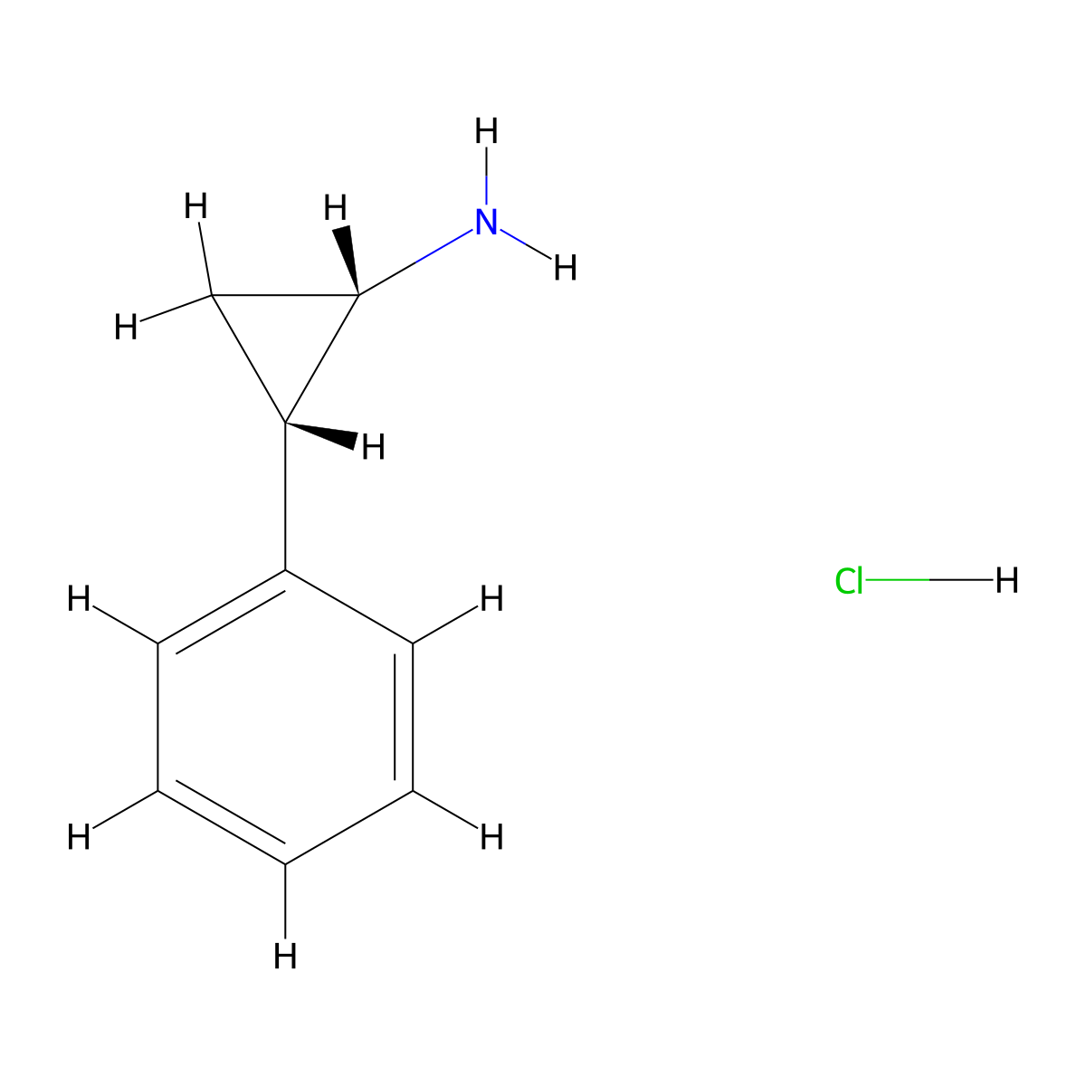 cis-2-Phenylcyclopropylamine hydrochloride molecular structure, CAS 1228117-53-0