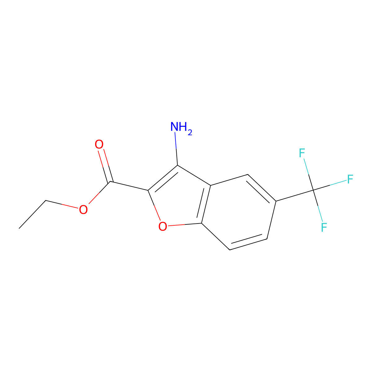 Ethyl 3-amino-5-(trifluoromethyl)benzofuran-2-carboxylate molecular structure, CAS 1228148-42-2