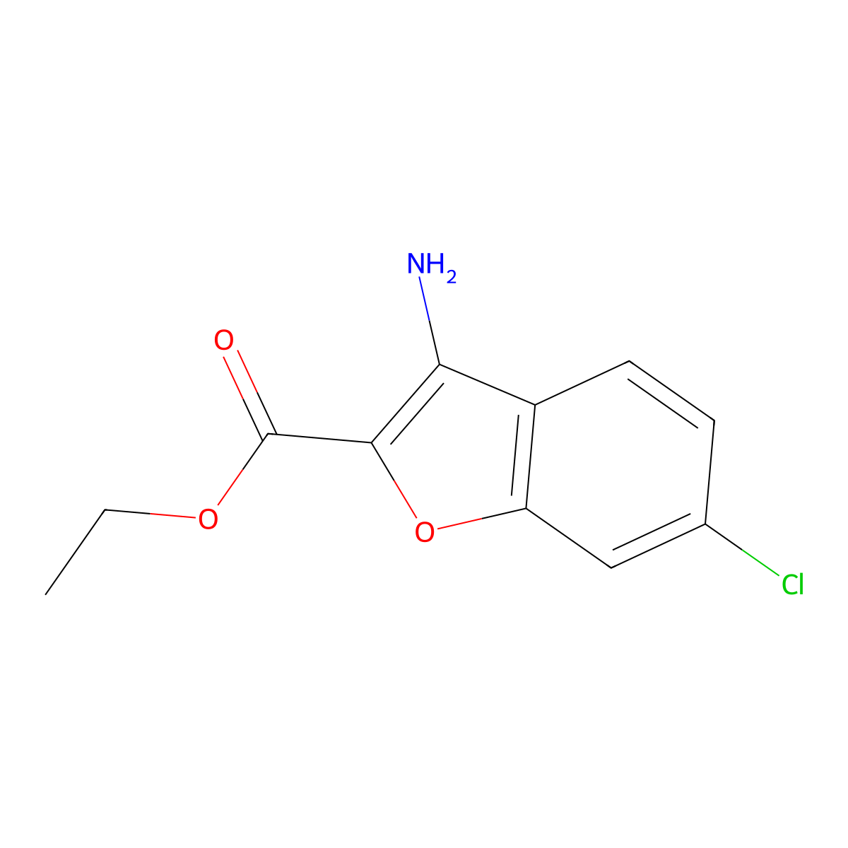 Ethyl 3-amino-6-chlorobenzofuran-2-carboxylate molecular structure, CAS 1228148-47-7
