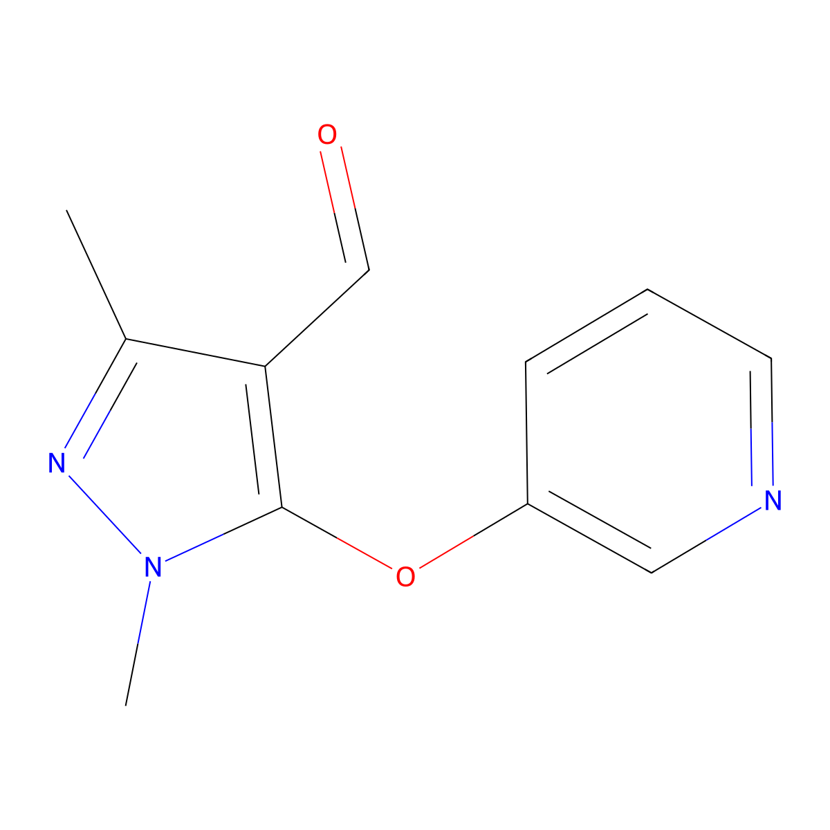 1,3-dimethyl-5-(pyridin-3-yloxy)-1H-pyrazole-4-carbaldehyde molecular structure, CAS 122816-70-0
