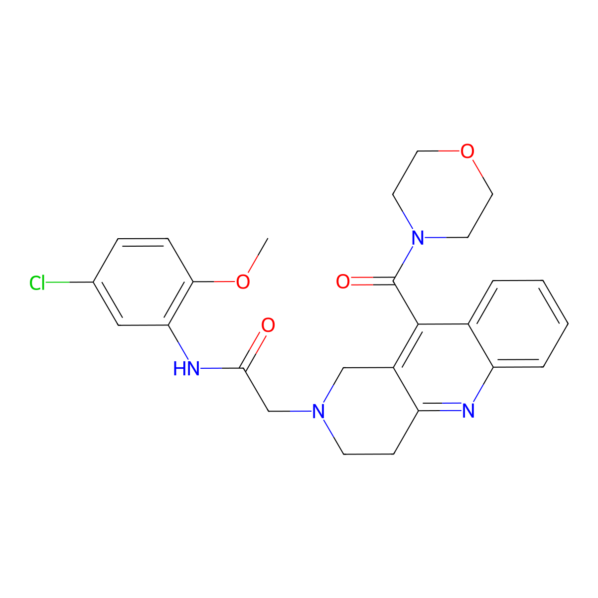 N-(5-Chloro-2-methoxyphenyl)-2-(10-(morpholine-4-carbonyl)-3,4-dihydrobenzo[b][1,6]naphthyridin-2(1H)-yl)acetamide molecular structure, CAS 1228168-21-5