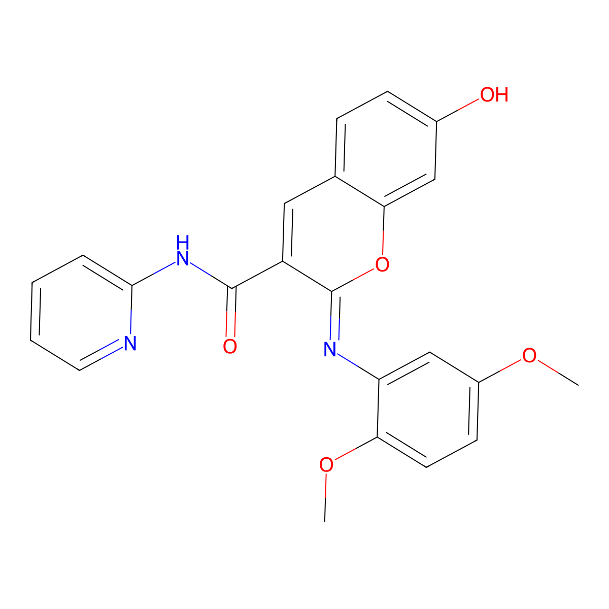 (2Z)-2-[(2,5-dimethoxyphenyl)imino]-7-hydroxy-N-(pyridin-2-yl)-2H-chromene-3-carboxamide molecular structure, CAS 1228170-69-1