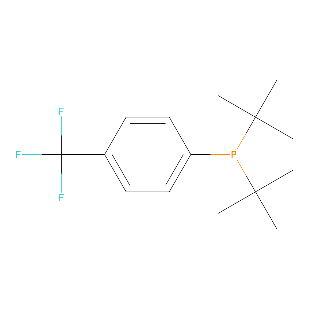 Di-tert-butyl(4-(trifluoromethyl)phenyl)phosphine molecular structure, CAS 1228182-34-0