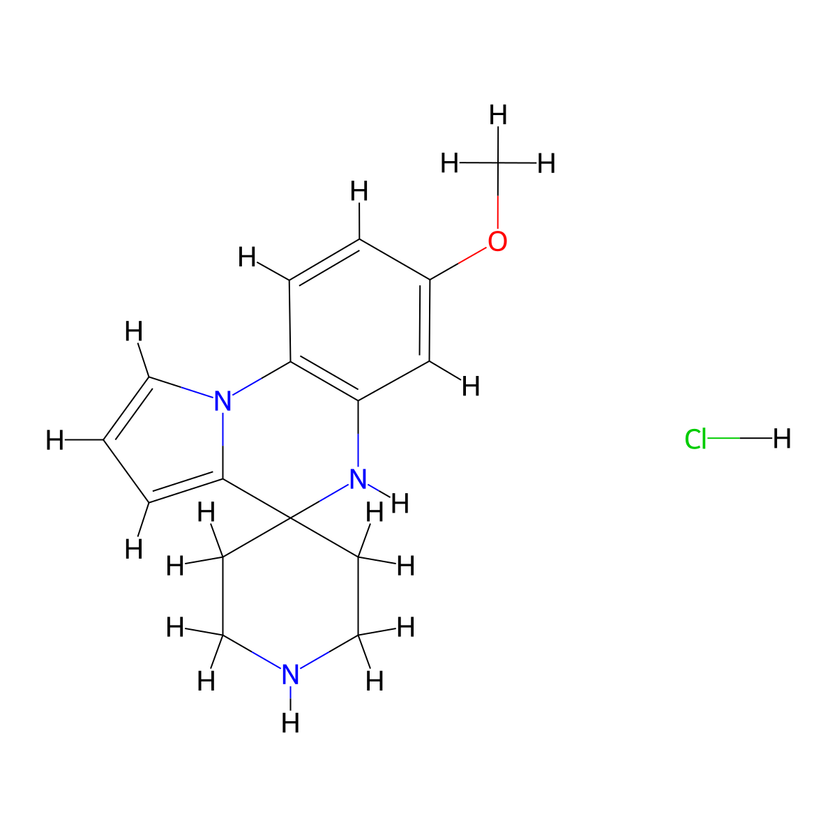 7'-methoxy-5'H-spiro[piperidine-4,4'-pyrrolo[1,2-a]quinoxaline] hydrochloride molecular structure, CAS 1228182-68-0